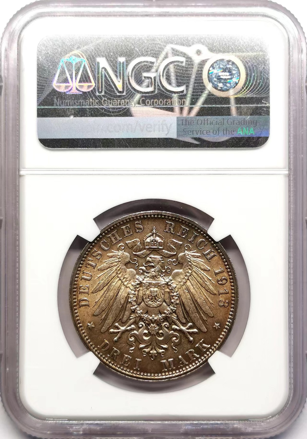 凡希社世界钱币微拍第二百五十九期 1913萨克森莱比锡纪念碑3马克NGC-MS63