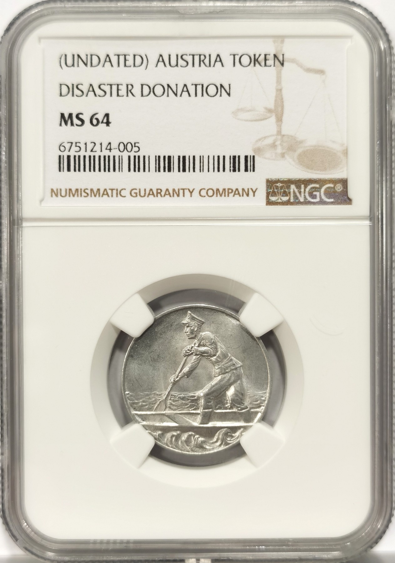 博洋堂世界钱币拍卖第066期（全场包邮） NGC MS64 奥地利约1950年代1先令赈灾代用币铝币，少见