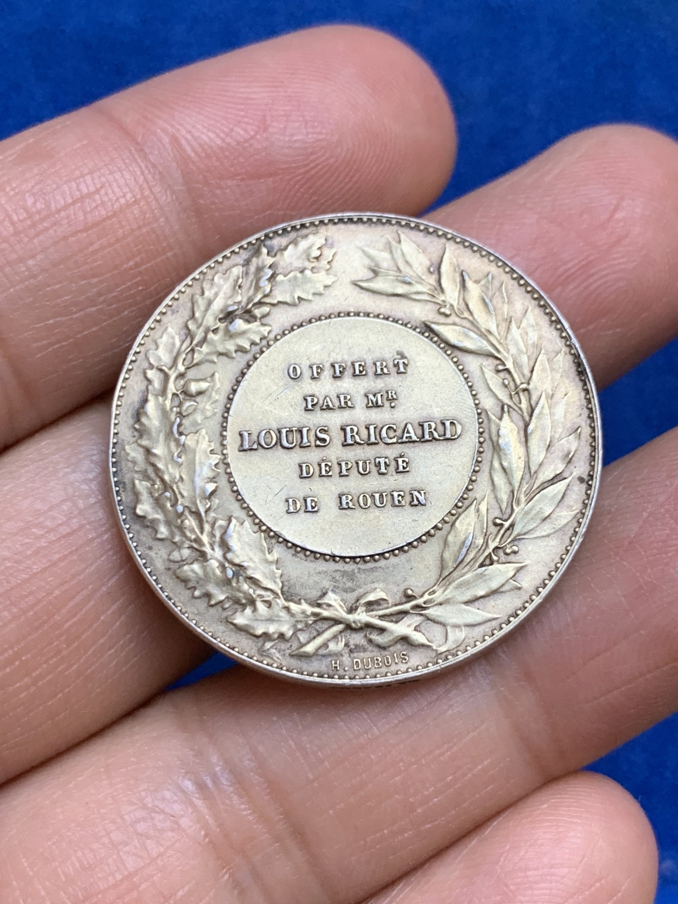 《竞宝斋》第237场- 周日，周一，周二，周日 疯狂4连拍 (全场包邮) 法国玛丽安娜鎏金银章，由鲁昂市议员Louis Ricard提供，15.51g，32.1mm，丰饶角边铭