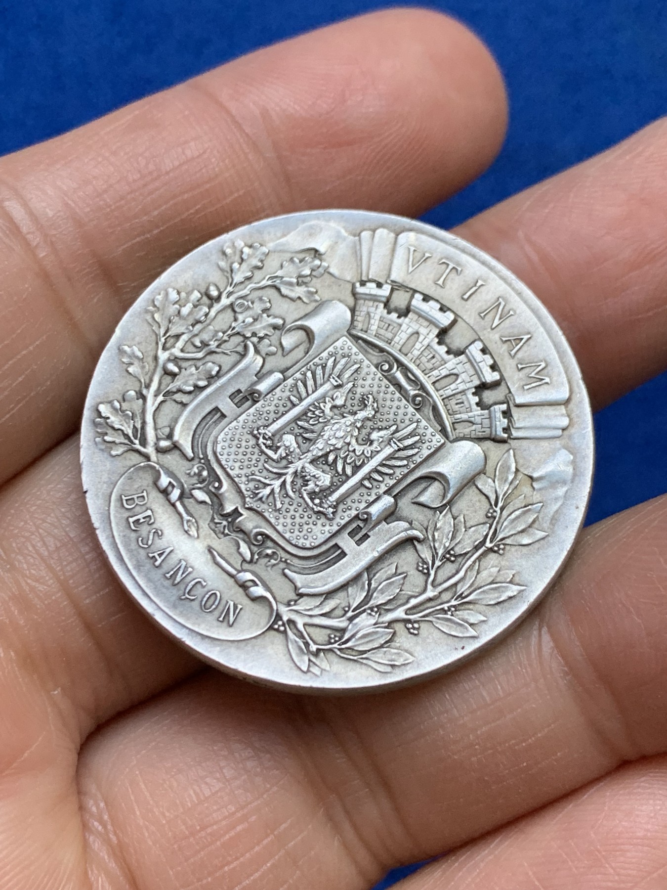 《竞宝斋》第237场- 周日，周一，周二，周日 疯狂4连拍 (全场包邮) 法国银章，贝桑松储蓄银行，20.51g，35.8mm，丰饶角边铭