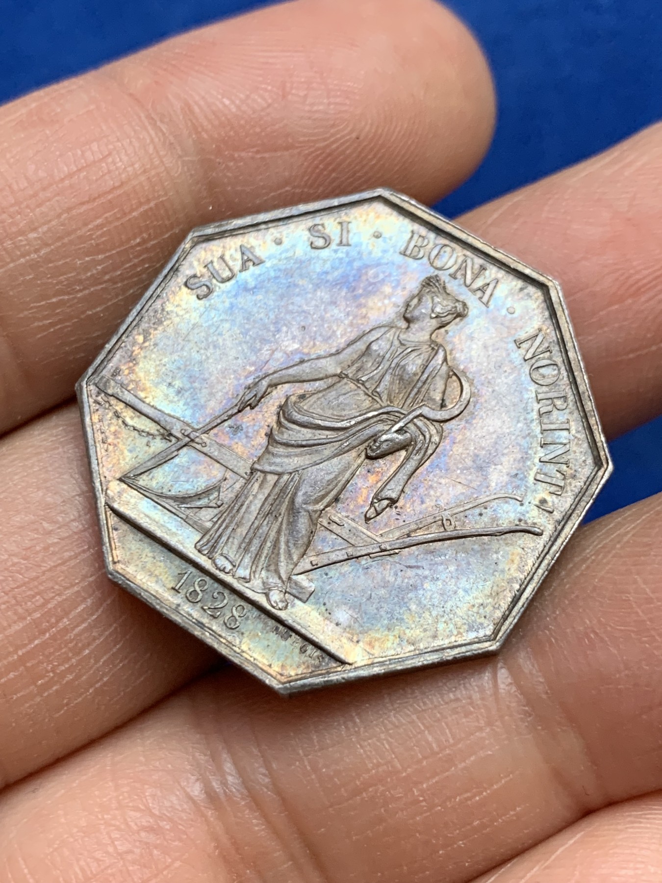 《竞宝斋》第237场- 周日，周一，周二，周日 疯狂4连拍 (全场包邮) 法国八角银章，卢瓦尔农业、园艺、渔业、狩猎和皇家农业学会，12.22g，30mm，手指边铭，黄油底光