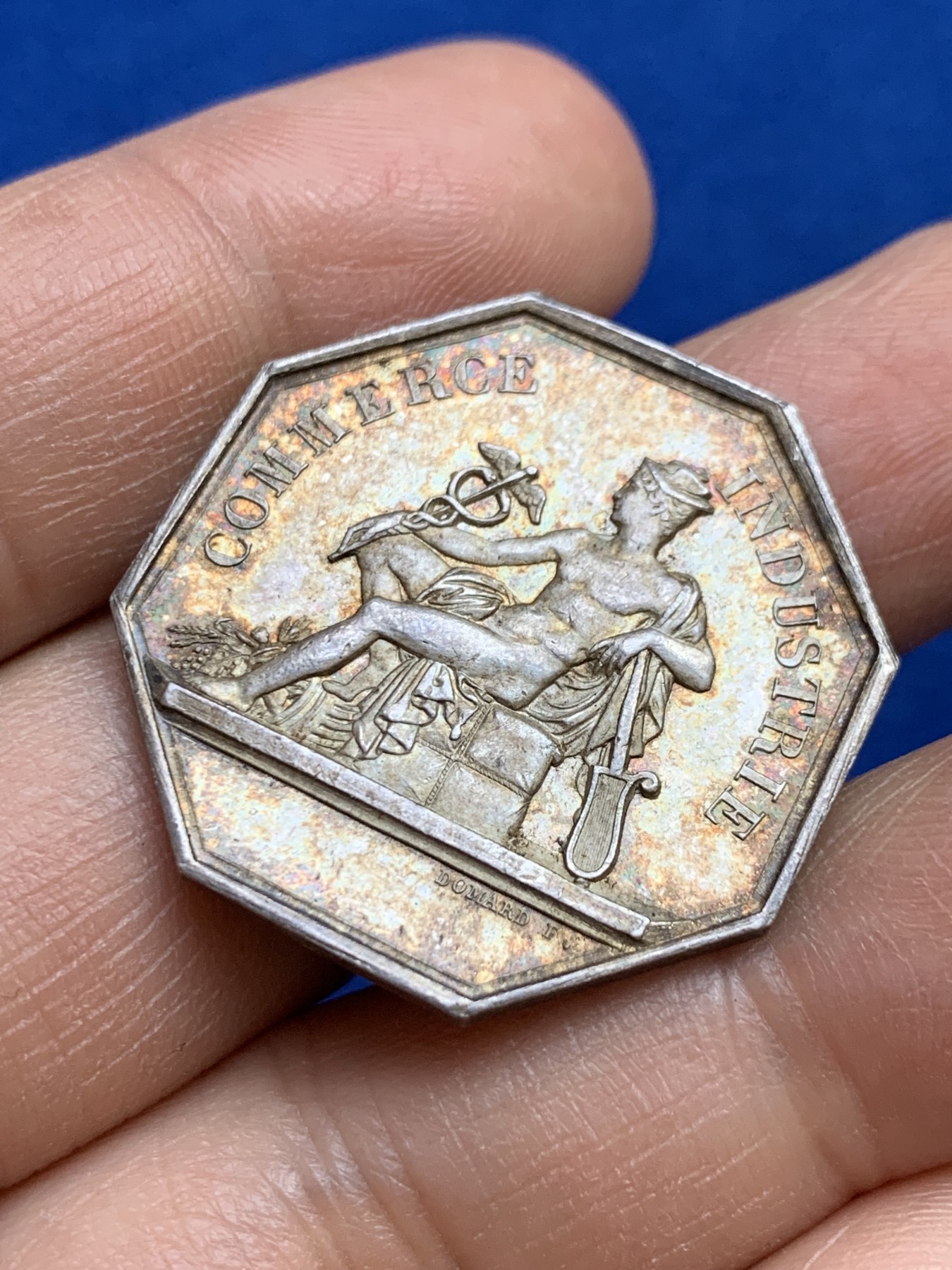 《竞宝斋》第237场- 周日，周一，周二，周日 疯狂4连拍 (全场包邮) 法国JETON银质八角，图卢兹银行，12.00g，30.5mm，1832-1841油灯边铭