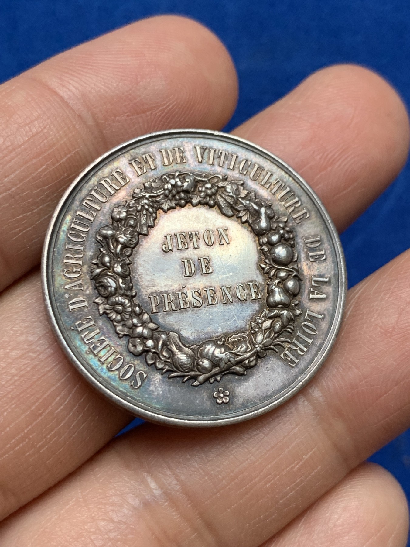 《竞宝斋》第237场- 周日，周一，周二，周日 疯狂4连拍 (全场包邮) 法国银质代币，卢瓦尔农业和葡萄栽培公司，16.09g，32.45mm，丰饶角边铭