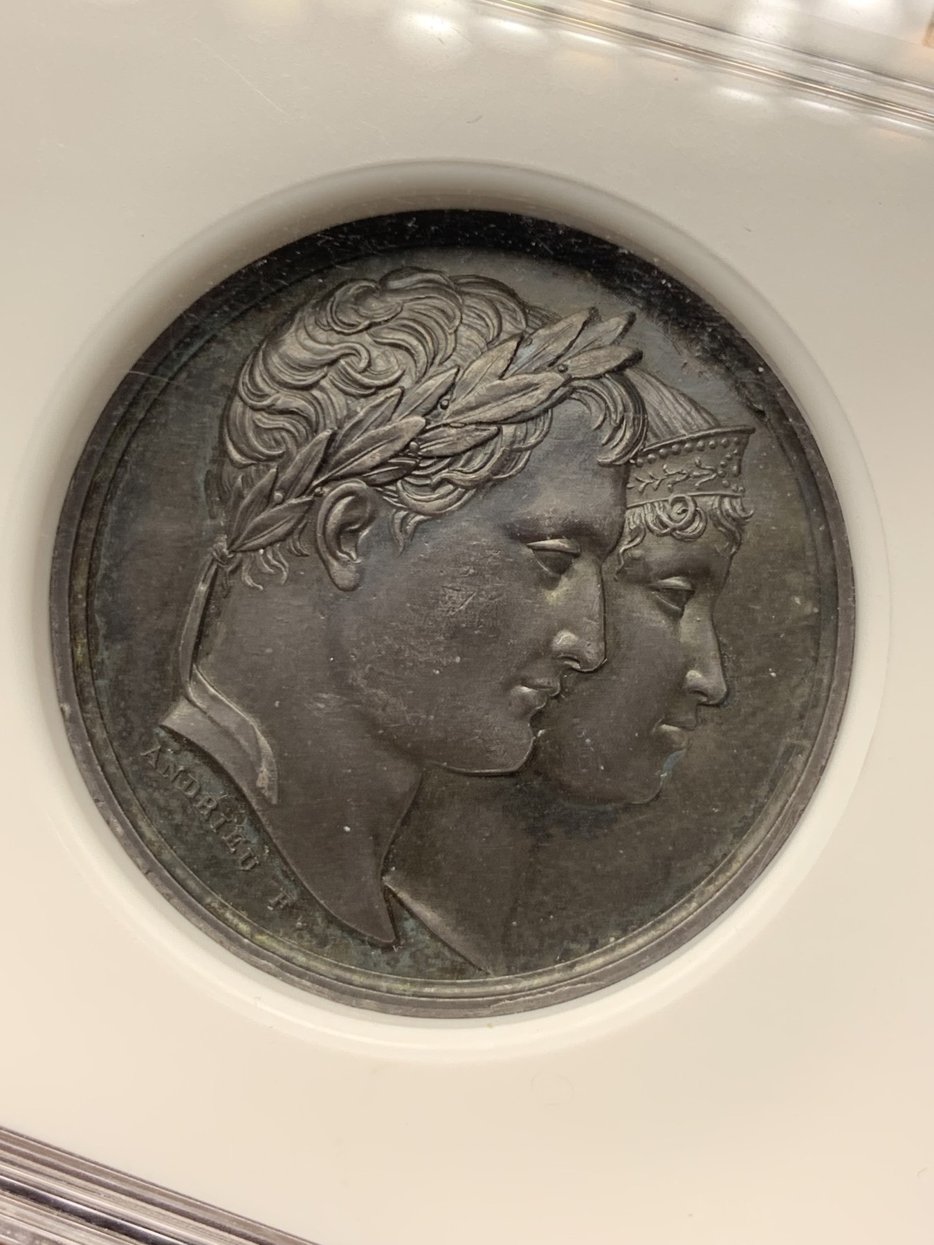 《竞宝斋》第237场- 周日，周一，周二，周日 疯狂4连拍 (全场包邮) NGC-AUD 法国1811年拿破仑二世罗马王诞生纪念银章，拿破仑与玛丽皇后，早期原铸