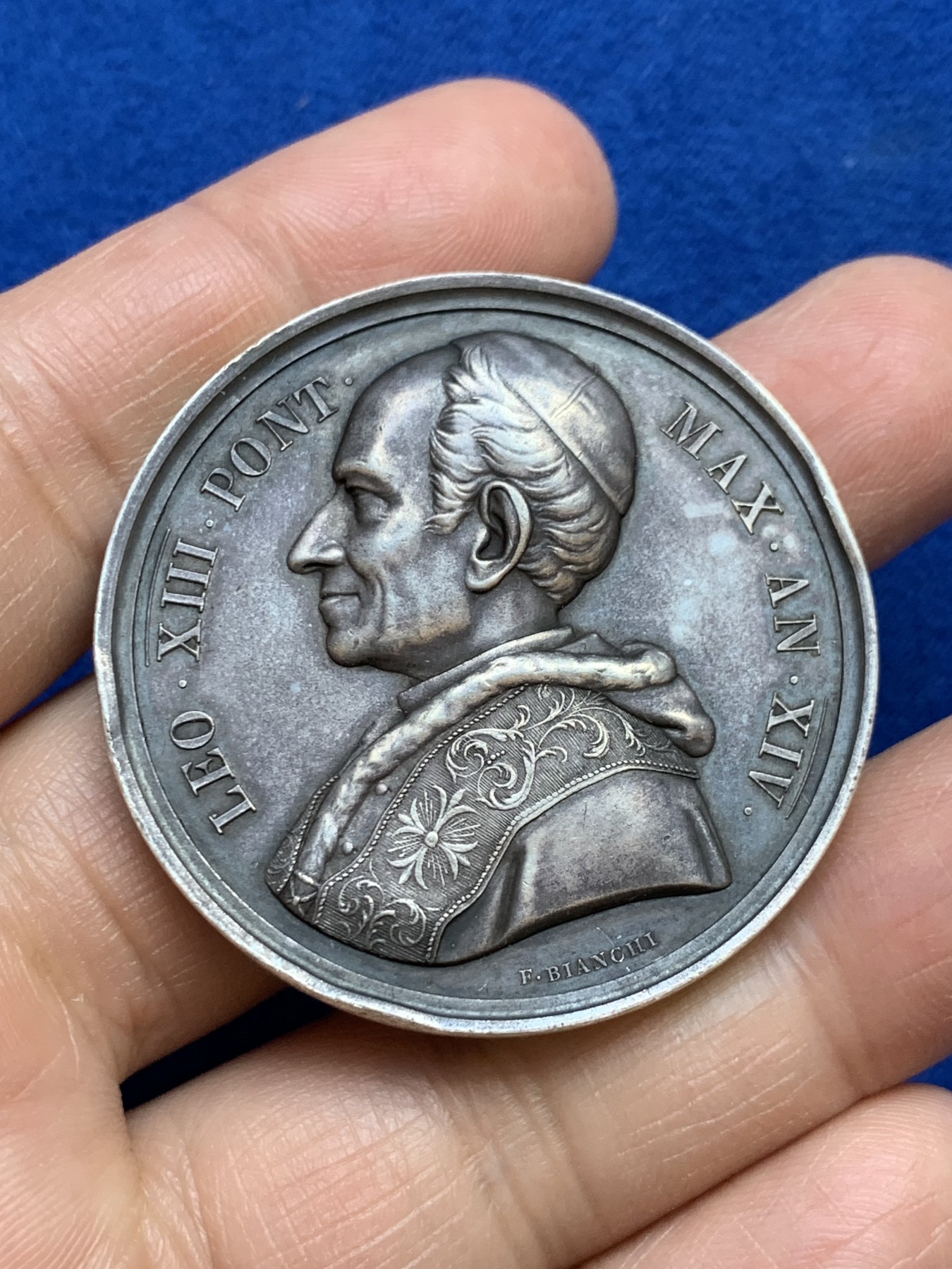 《竞宝斋》第237场- 周日，周一，周二，周日 疯狂4连拍 (全场包邮) 意大利教皇国梵蒂冈1891年列奥十三世天文学银质奖章，36.9g，43.5mm