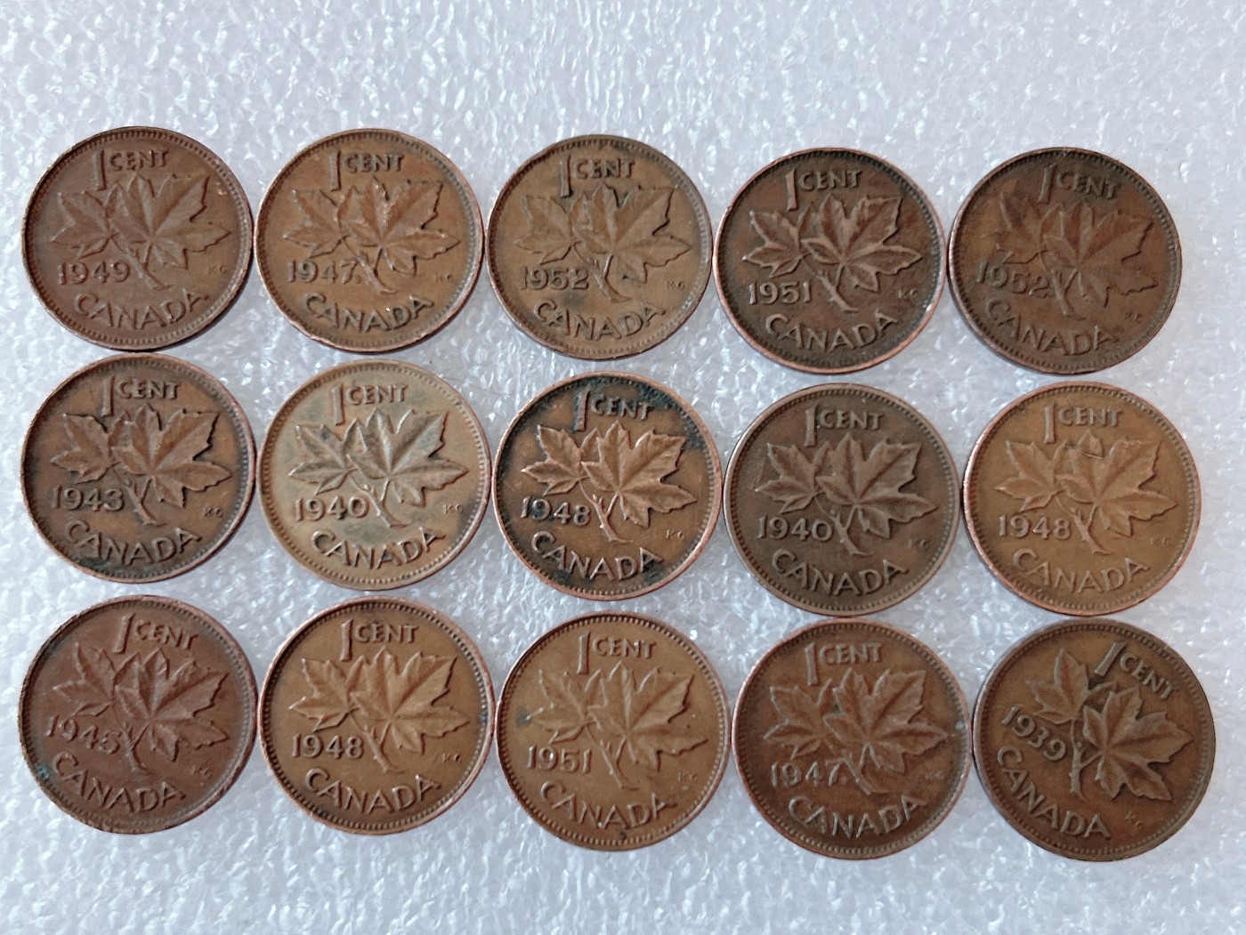 第一海外回流一元起拍收藏 散币场 第59期 加拿大1分铜币 乔治六世 15枚