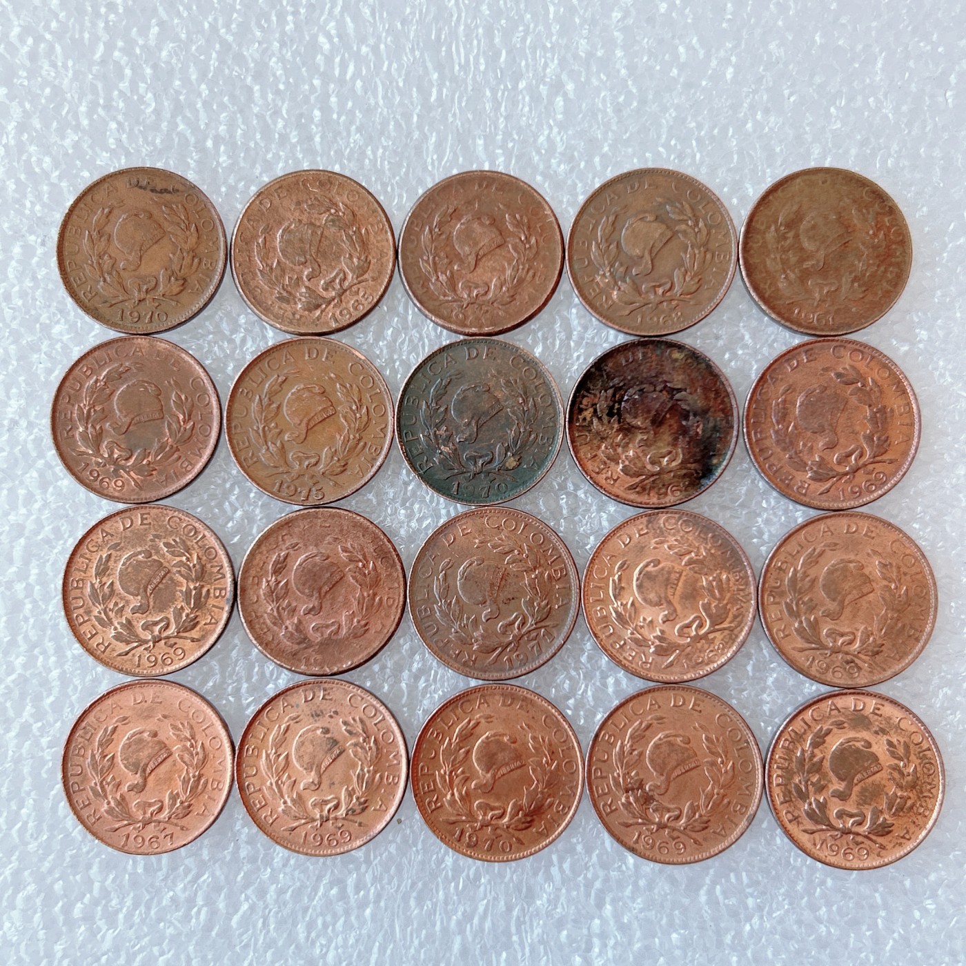 第一海外回流一元起拍收藏 散币场 第59期 哥伦比亚1分 罗马数字 Ⅰ 自由帽钢镀铜币 20枚