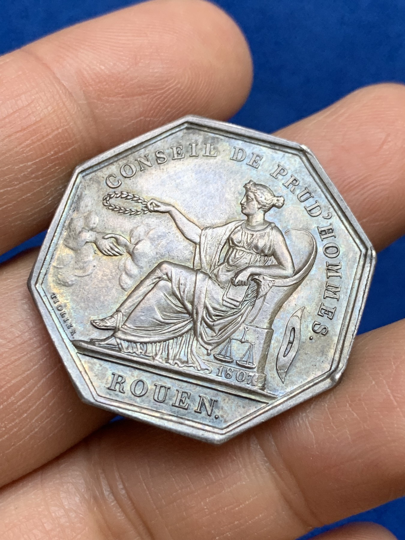 《竞宝斋》第237场- 周日，周一，周二，周日 疯狂4连拍 (全场包邮) 法国八角银章，鲁昂工业法庭理事会，13.29g，32.8mm，1832-1841年神灯边铭