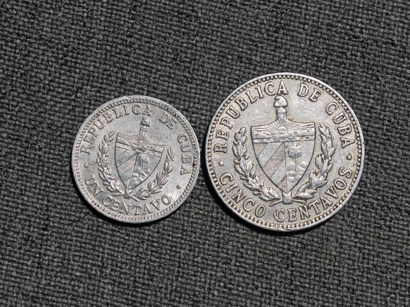 外国硬币收藏第8期 古巴老版5分1分2枚铝币