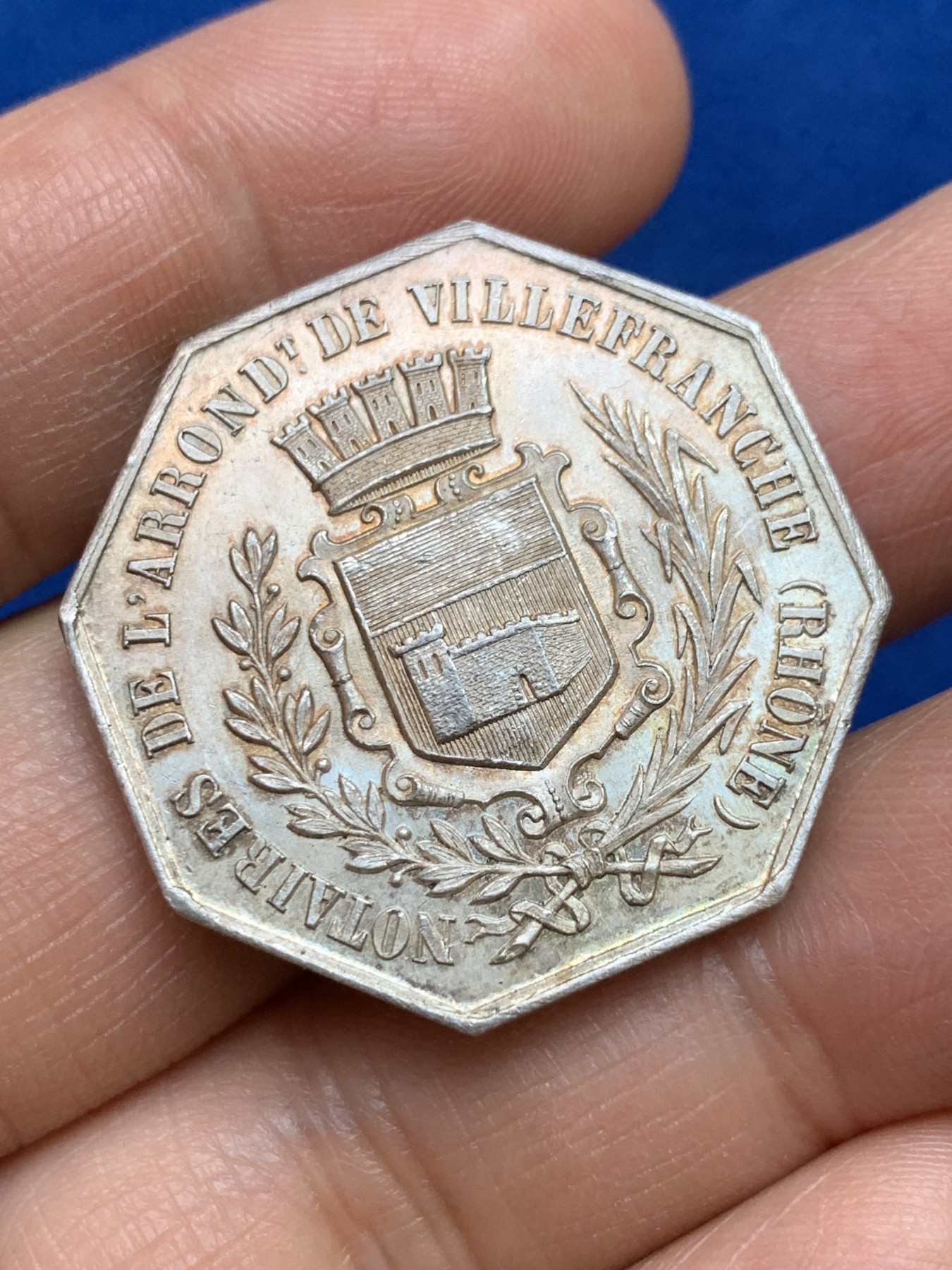 《竞宝斋》第237场- 周日，周一，周二，周日 疯狂4连拍 (全场包邮) 法国八角银章，罗纳公证处，16.73g，32.3mm，丰饶角边铭