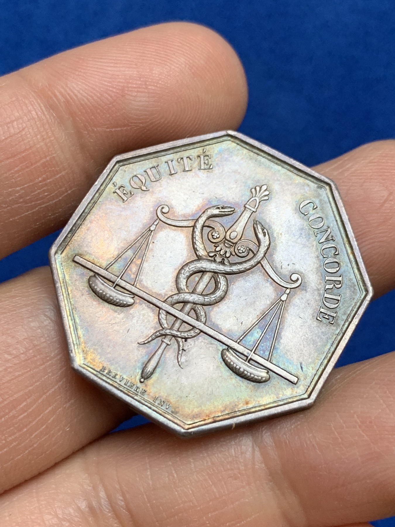 《竞宝斋》第237场- 周日，周一，周二，周日 疯狂4连拍 (全场包邮) 法国八角银章，鲁昂工业法庭理事会，13.29g，32.8mm，1832-1841年神灯边铭