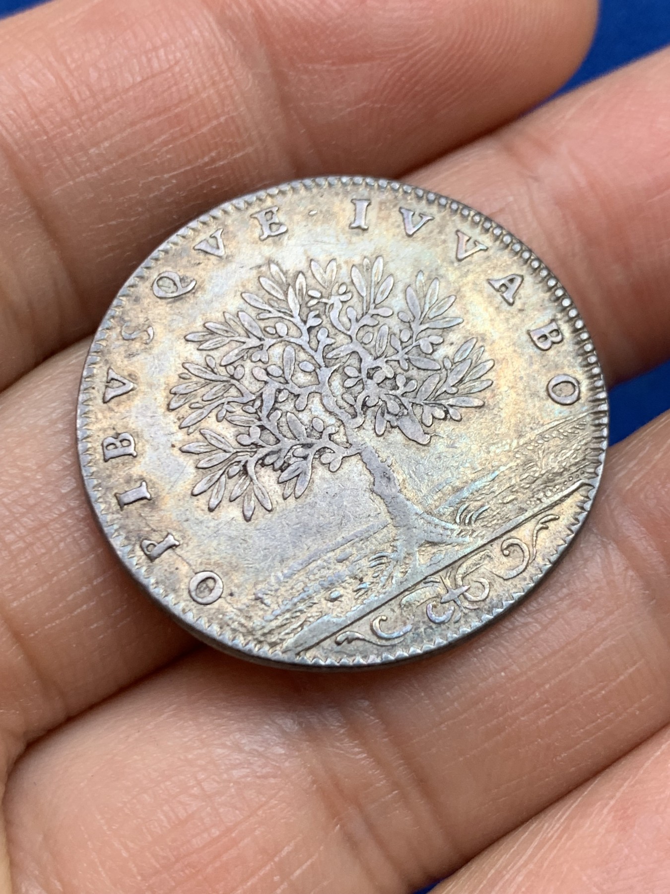 《竞宝斋》第237场- 周日，周一，周二，周日 疯狂4连拍 (全场包邮) 法国1680年奈梅亨和约签订纪念银质jeton，8.02g，29.6mm，铭文“我把和平强加给我的敌人，你们将享受它金色的果实”，黄油底光