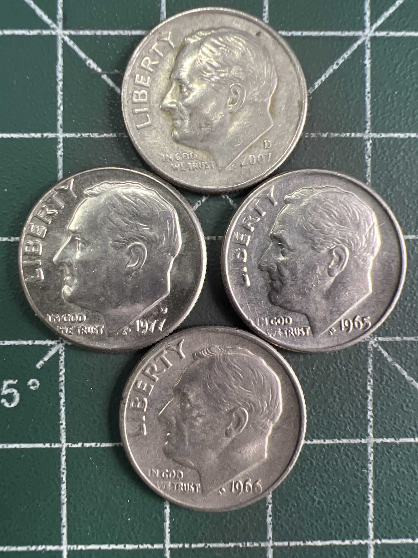 第555期 硬币专场 （无押金，捡漏，全场50包邮，偏远地区除外，接收代拍业务） 美国十美分4枚