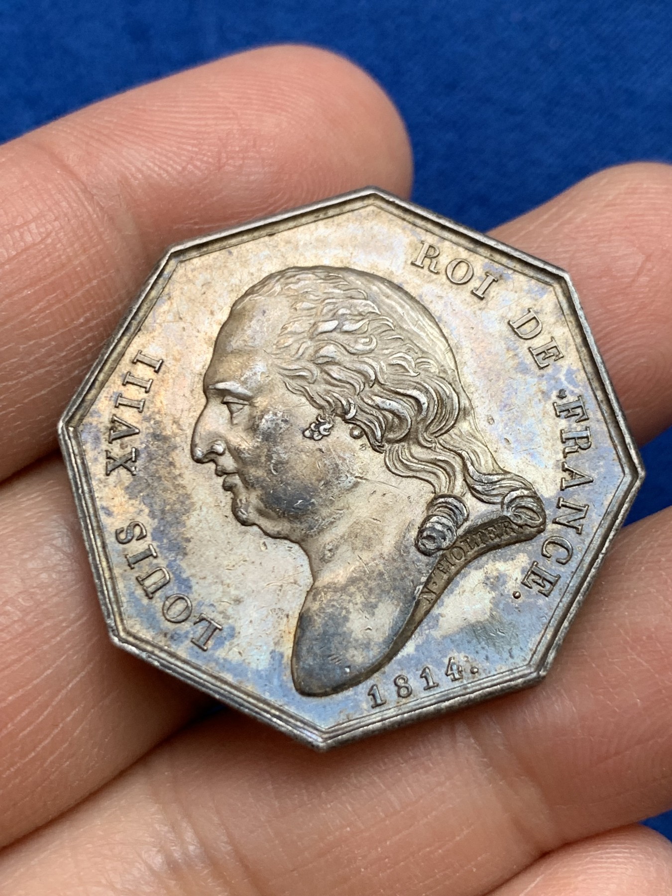 《竞宝斋》第237场- 周日，周一，周二，周日 疯狂4连拍 (全场包邮) 法国八角银章，鲁昂法庭咨询，15.48g，32.6mm，早期无边铭