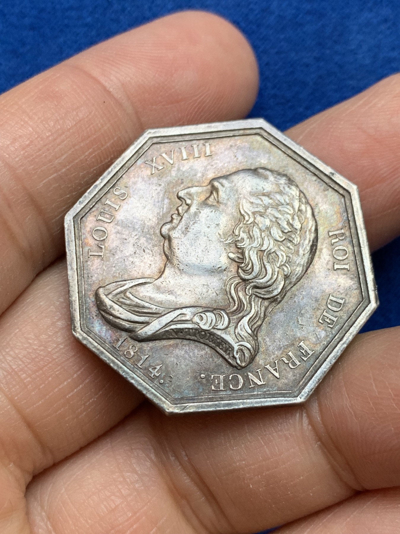 《竞宝斋》第237场- 周日，周一，周二，周日 疯狂4连拍 (全场包邮) 法国八角银章，巴黎证券交易所，16.27g，32.7mm，1832年之前无边铭