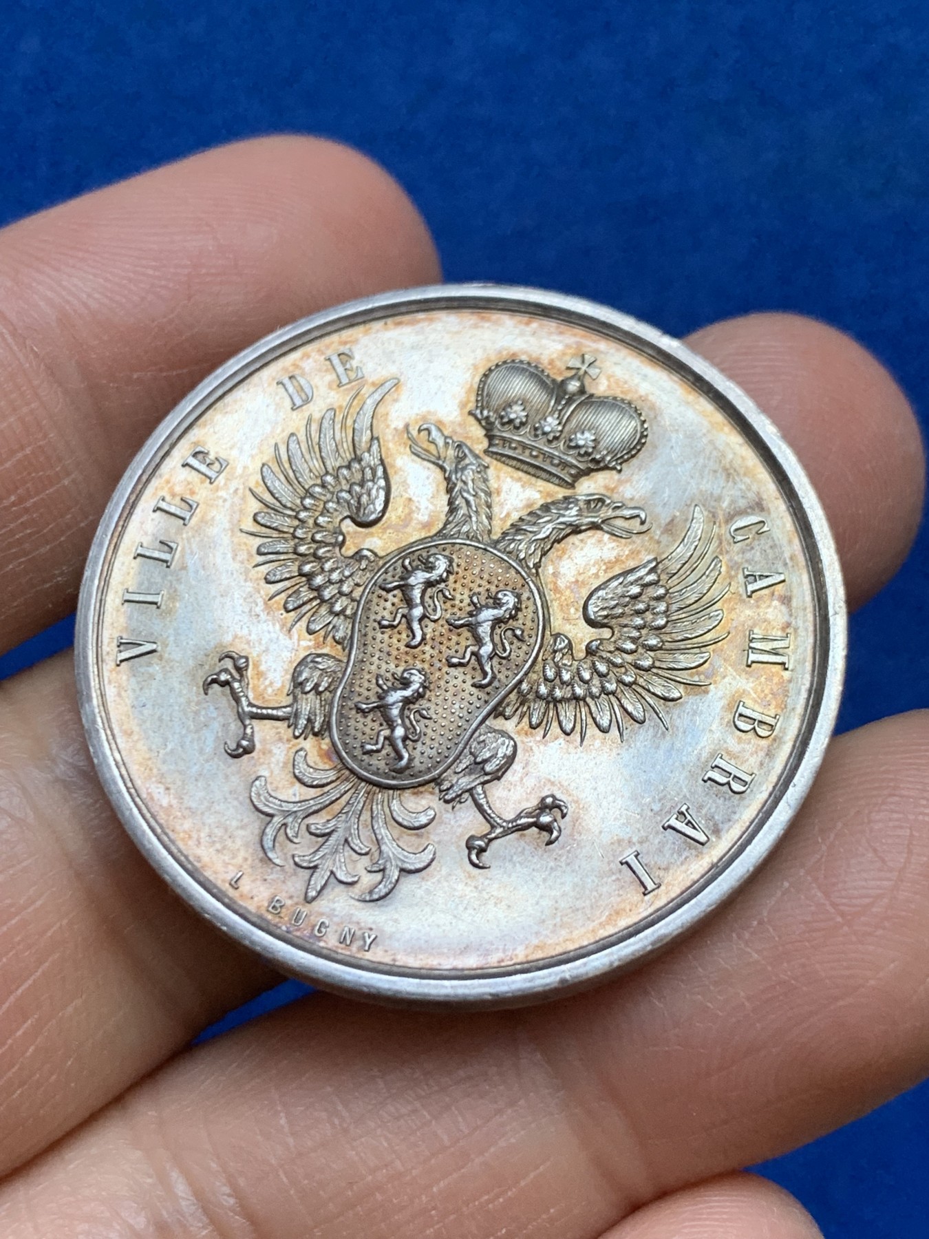 《竞宝斋》第237场- 周日，周一，周二，周日 疯狂4连拍 (全场包邮) 法国康布雷储蓄银行银质代币jeton，16.55m，35.6mm，丰饶角边铭