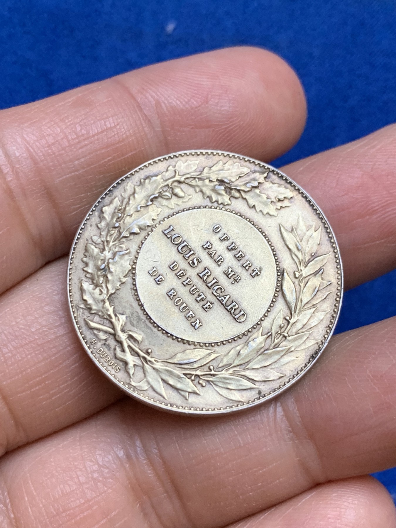 《竞宝斋》第237场- 周日，周一，周二，周日 疯狂4连拍 (全场包邮) 法国玛丽安娜鎏金银章，由鲁昂市议员Louis Ricard提供，15.51g，32.1mm，丰饶角边铭