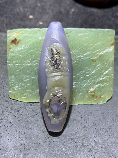 精美亚光高玉化巴西玛瑙手工俏色巧雕花开见佛吊坠（把件）一个！ - 精美亚光高玉化巴西玛瑙手工俏色巧雕花开见佛吊坠（把件）一个！