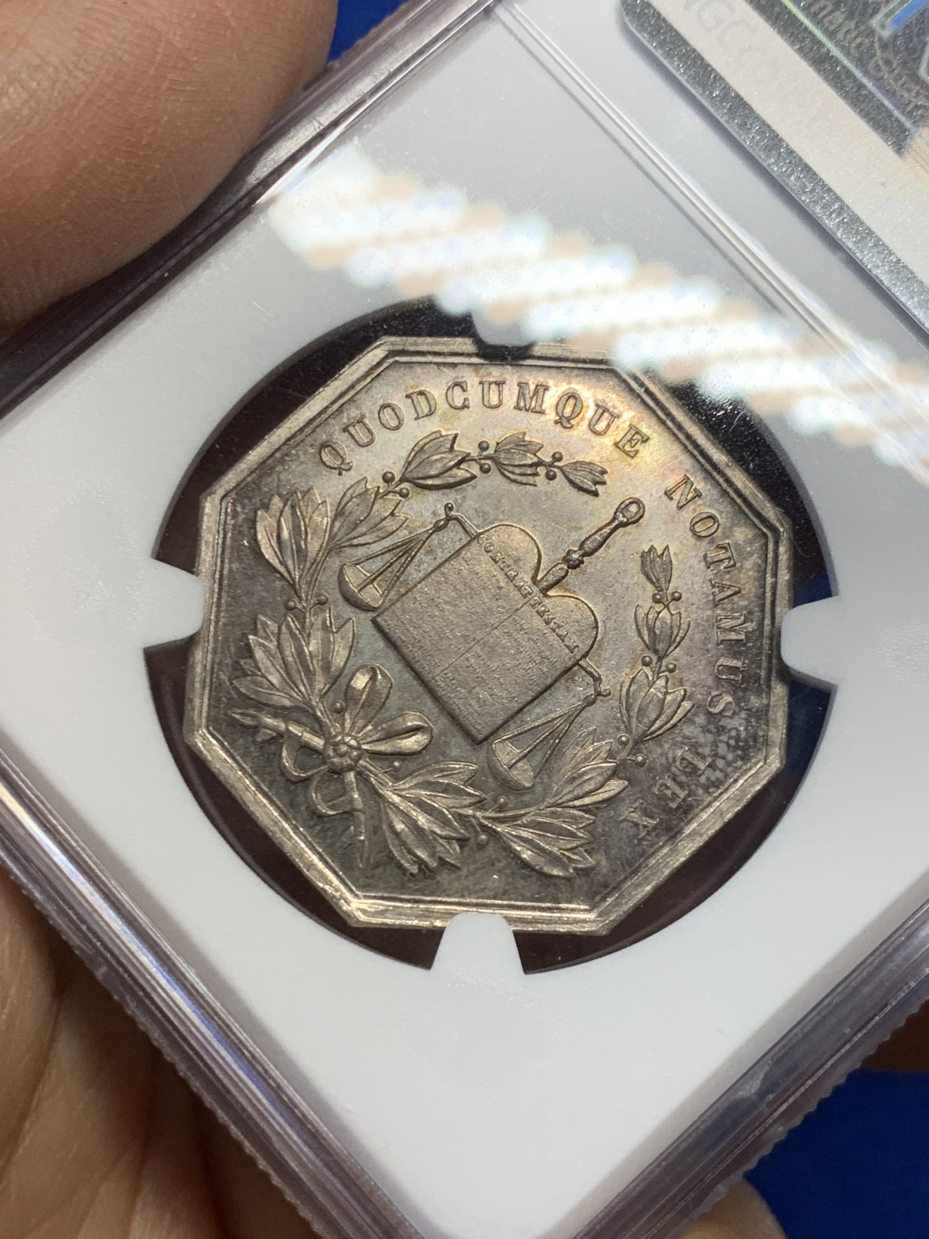 《竞宝斋》第237场- 周日，周一，周二，周日 疯狂4连拍 (全场包邮) NGC-MS64 法国八角银章，阿比维尔公证处