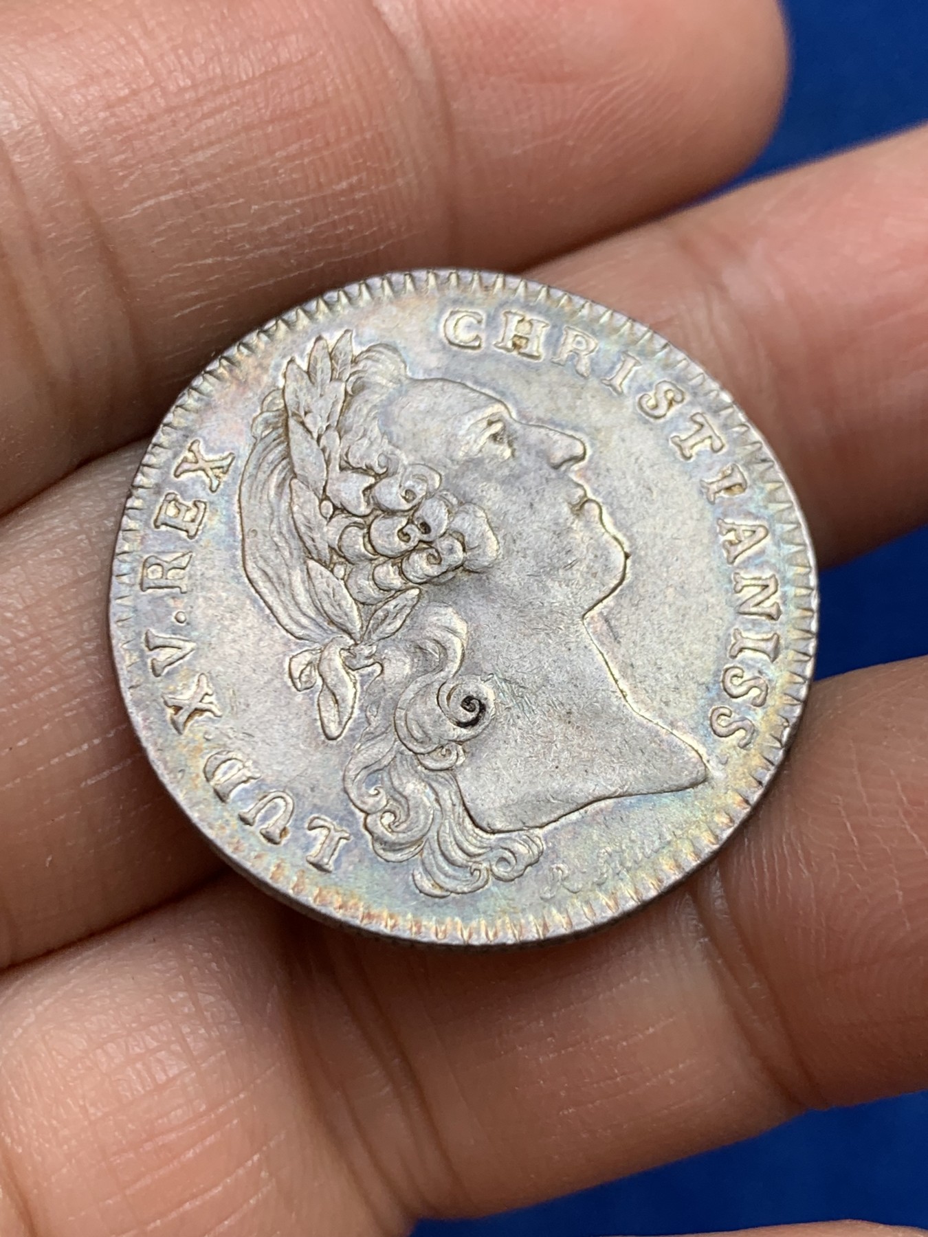 《竞宝斋》第237场- 周日，周一，周二，周日 疯狂4连拍 (全场包邮) 法国1754年路易十五拉罗谢尔市银代币，7.35g，28.6mm