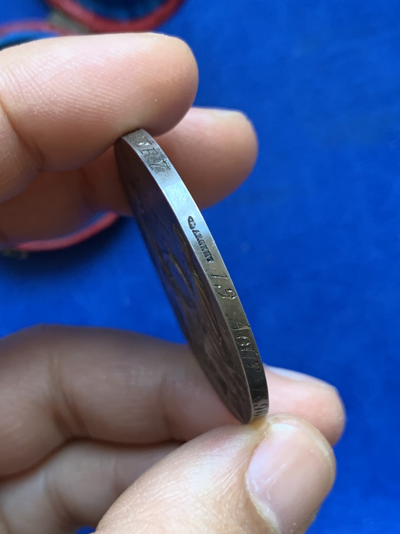 《竞宝斋》第237场- 周日，周一，周二，周日 疯狂4连拍 (全场包邮) 法国O.ROTY 1896年“SEMPER”永恒的爱 爱情与婚姻纪念银章，32.86g，41.3mm，丰饶角边铭，手工刻字