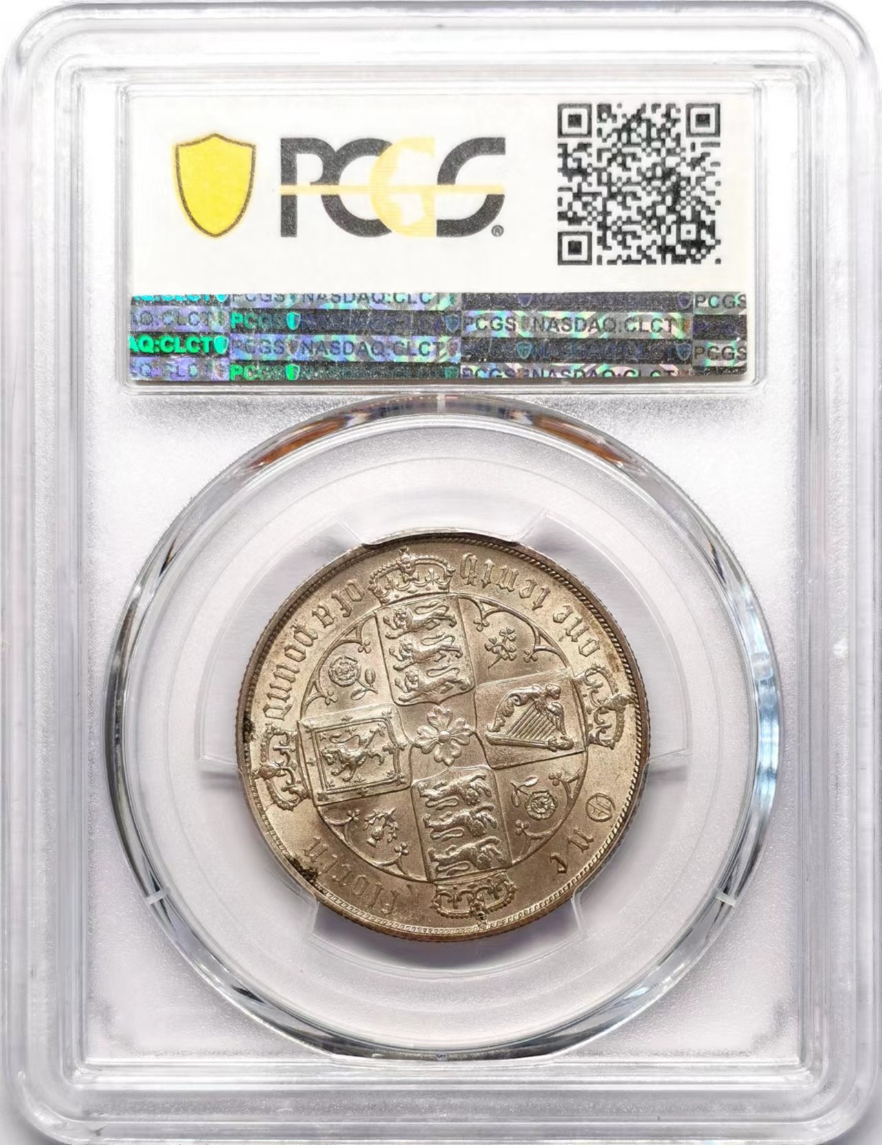 凡希社世界钱币微拍第二百五十九期 稀！1881英国小维哥特式佛罗林PCGS-MS65！ P记最高分，纸袋形成的紫金彩淡雅吸睛，一直是广受追捧的英系经典，刚结束的SBP春季拍卖，一枚P64的1885得价4800美金。