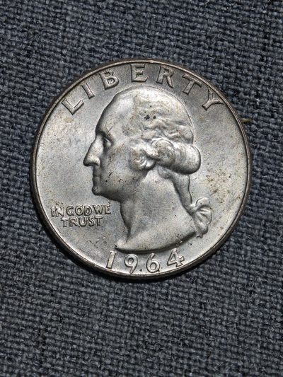 外国硬币收藏第8期 - 原光未使用美国1964年华盛顿25美分银币