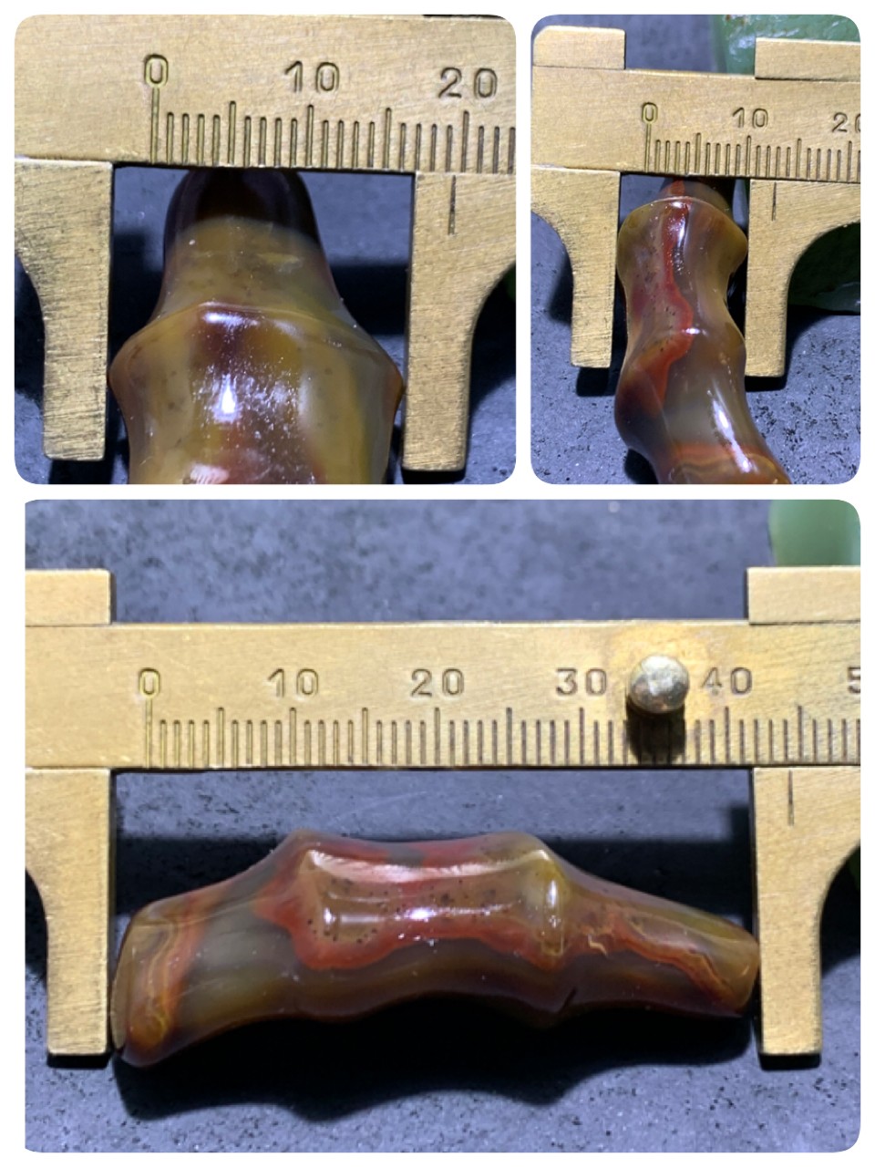 精美冰飘高玉化战国红玛瑙雕刻竹节一个，