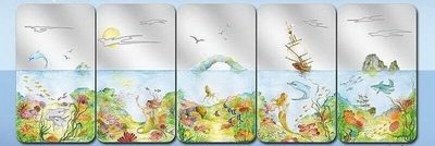 【海寕潮】拍卖第九十七期【年前狂欢节第二场】 - 【海寧潮】帕劳2012年无尽的天堂海洋保护背面美人鱼和海神波塞冬彩色方形5枚纪念银币带盒证书，总重2.5盎司。国外售价499美金！！