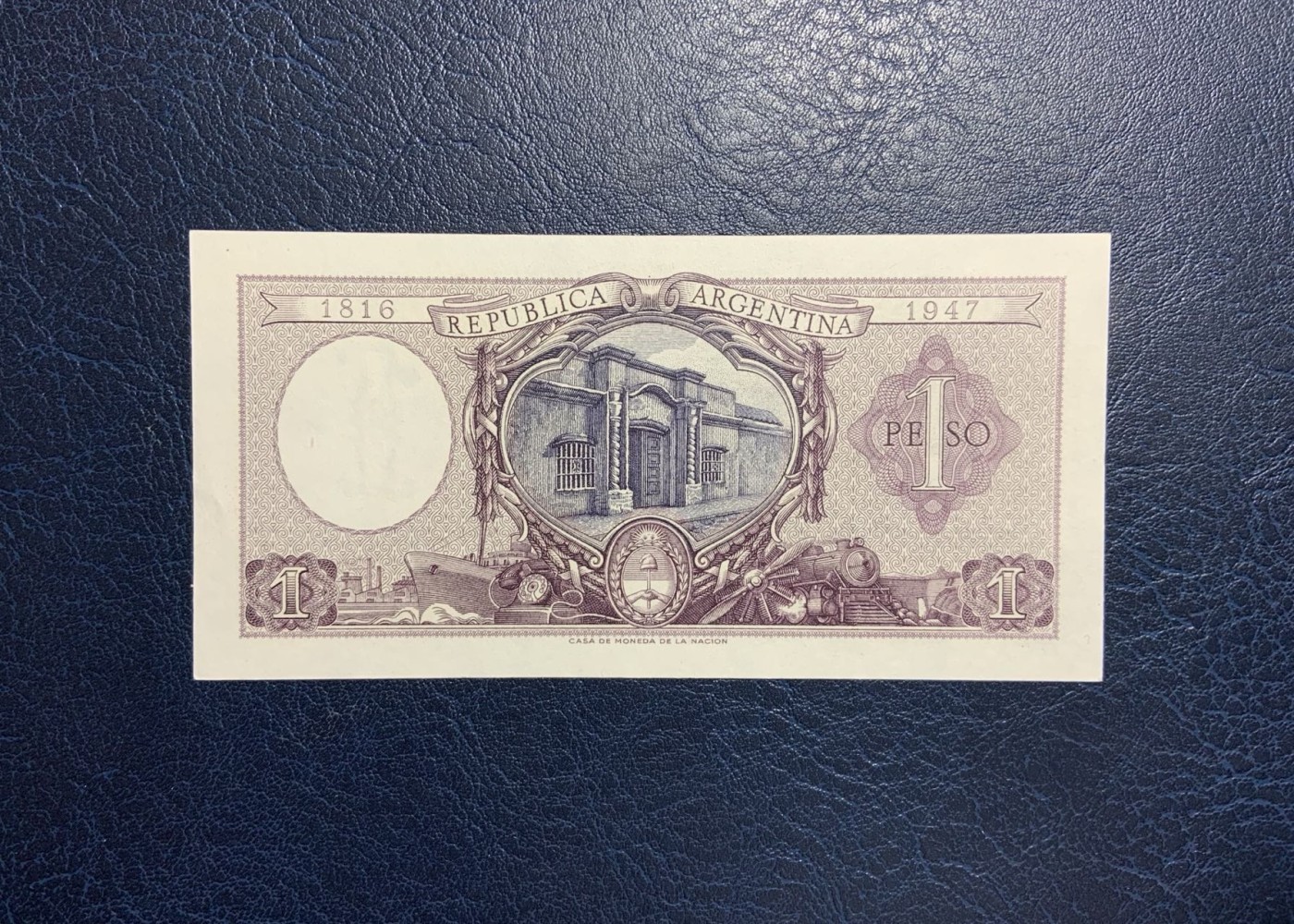 收藏联盟Quantum Auction 第319期拍卖  阿根廷1947年版1比索宪法纪念钞 品相UNC-
