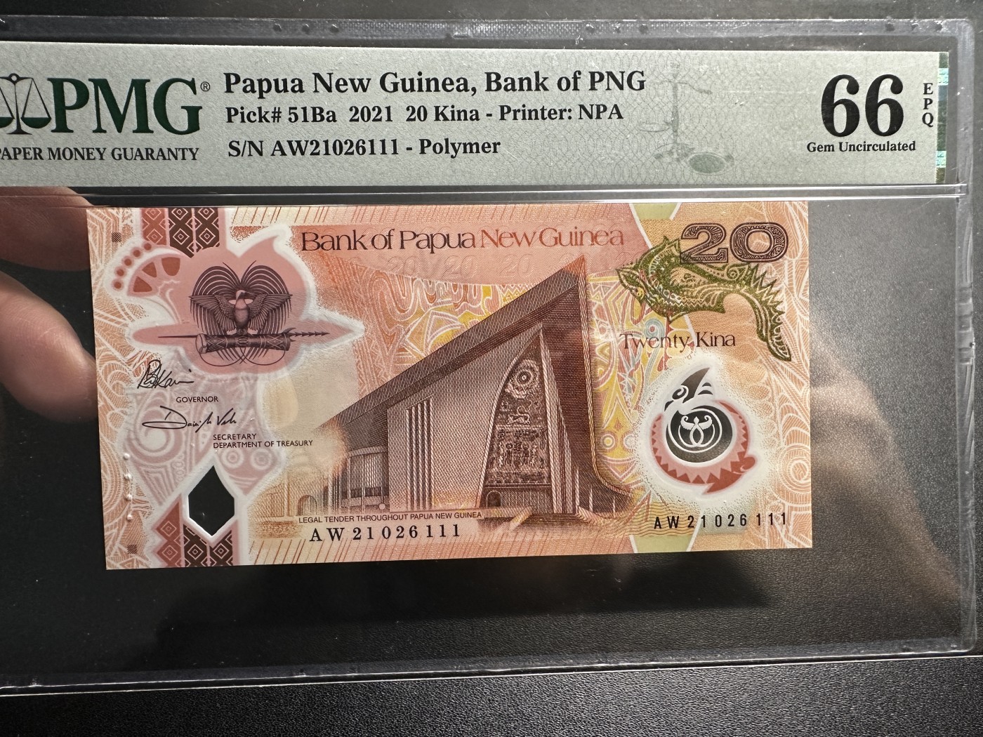 《外钞收藏家》第三百四十三期（评级场） 2021年巴布新几内亚20 无47 PMG66