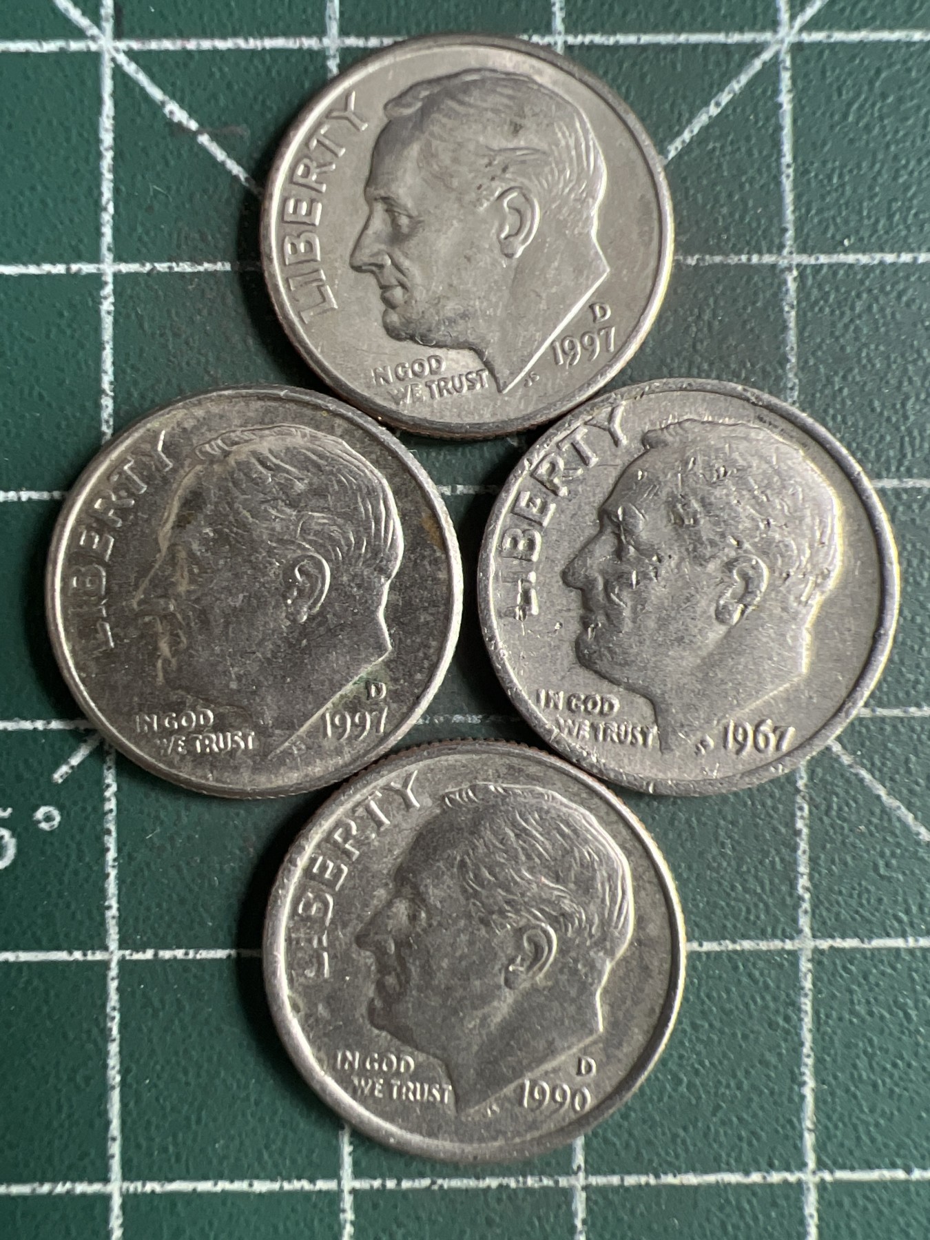 第513期  硬币专场 （无押金，捡漏，全场50包邮，偏远地区除外，接收代拍业务） 美国10美分四枚