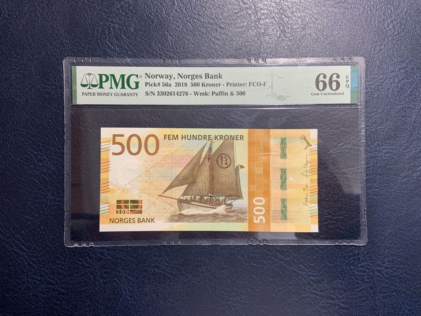 收藏联盟Quantum Auction 第319期拍卖  挪威2018年500克朗 PMG66 RS14斯塔万格号救生船