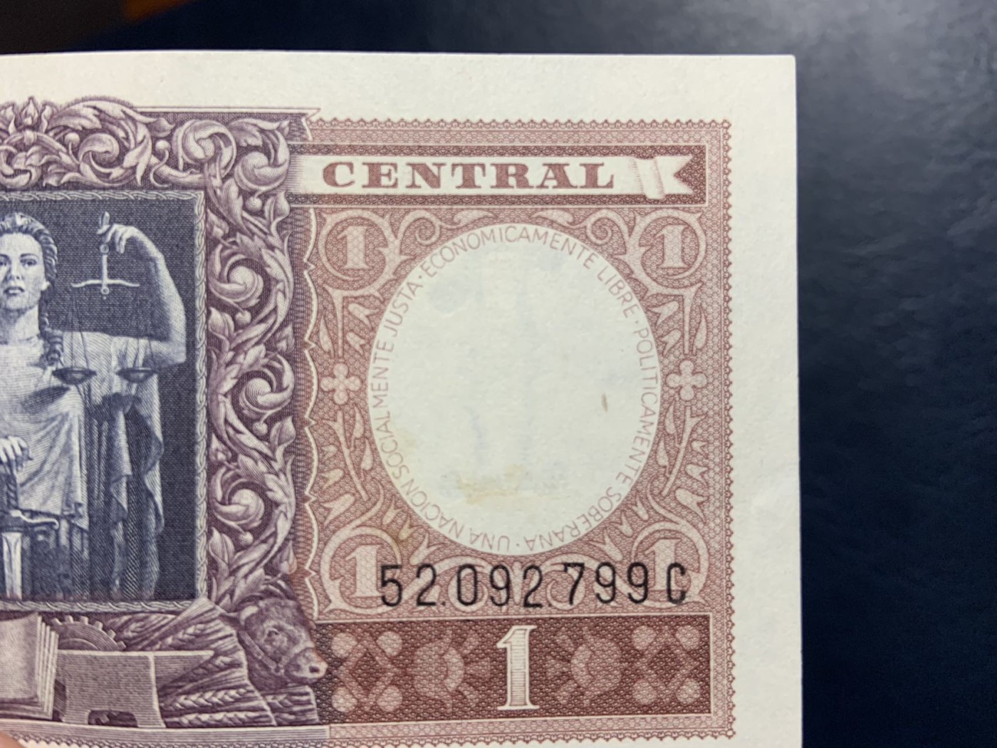 收藏联盟Quantum Auction 第319期拍卖  阿根廷1947年版1比索宪法纪念钞 品相UNC-
