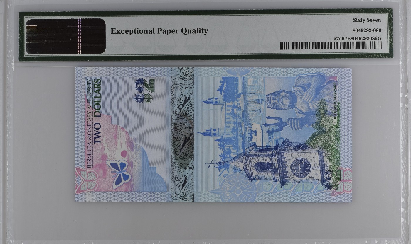 收藏联盟Quantum Auction 第319期拍卖  百慕大2009年2元 PMG67 A/1冠百位号 无4