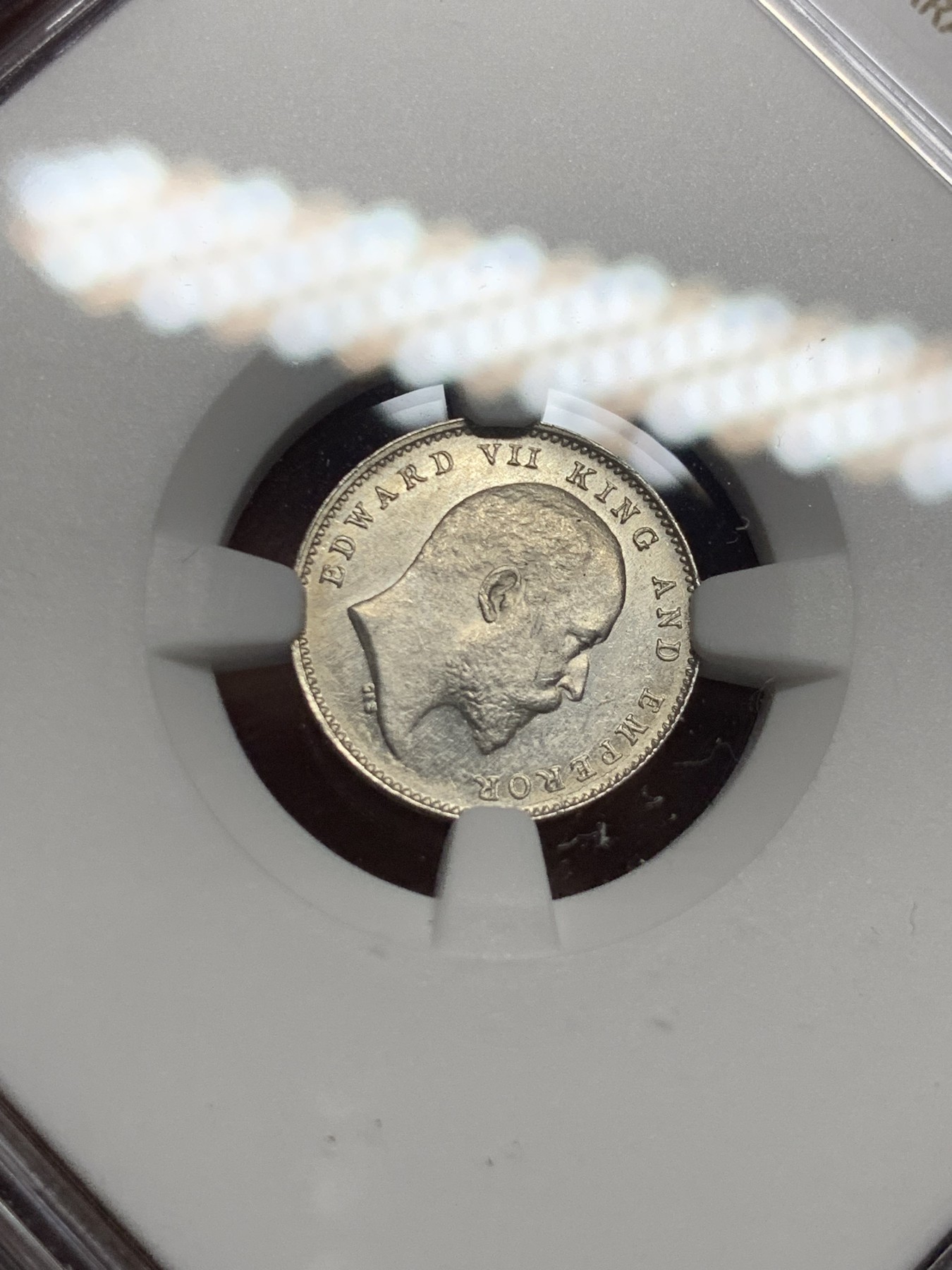 《竞宝斋》第235场-周日，周一，周二，周三 疯狂4连拍 (全场包邮) NGC MS62 1906年C版 英属印度 爱七 2安娜 银币 原卷拆评级