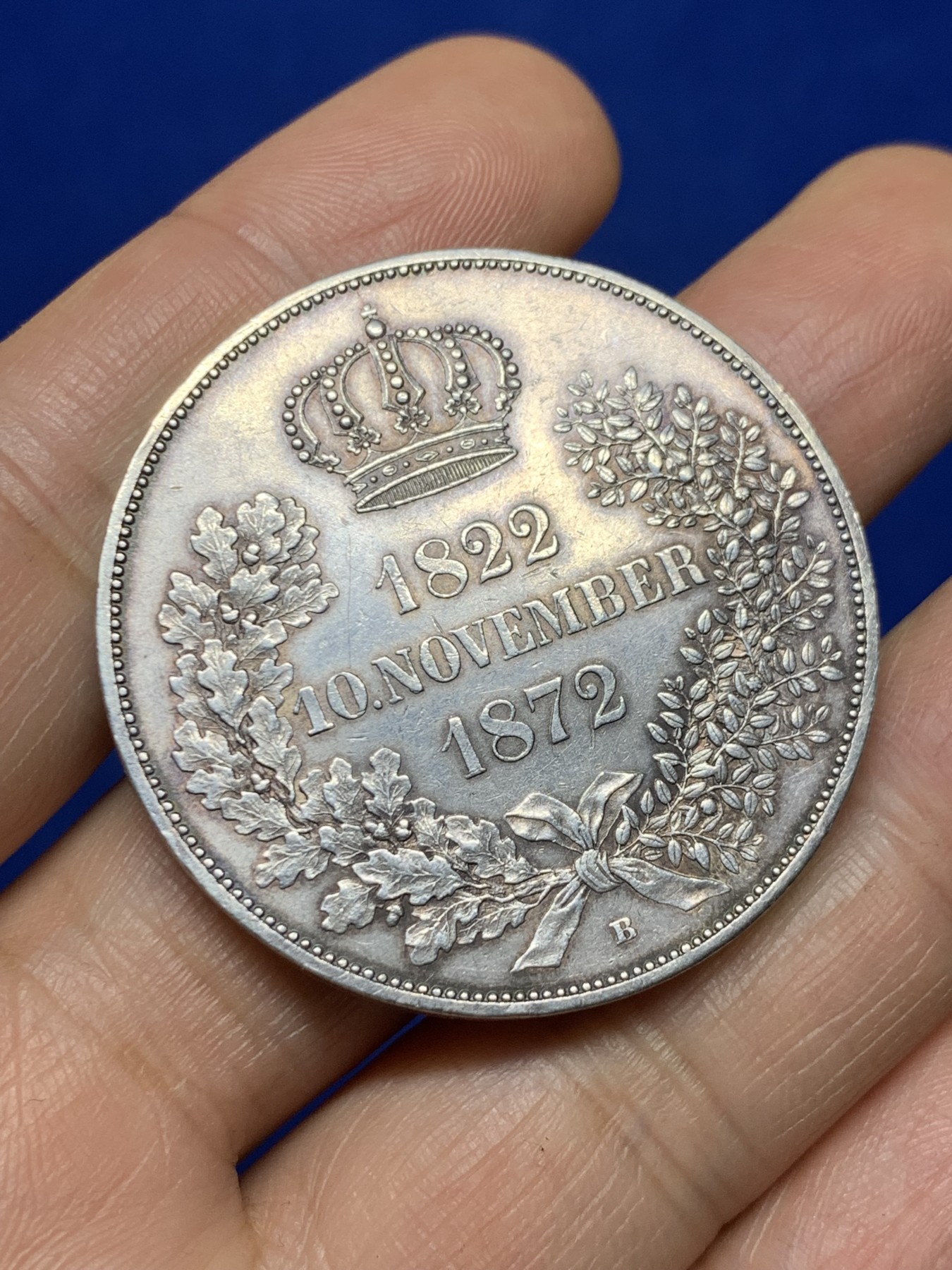 《竞宝斋》第235场-周日，周一，周二，周三 疯狂4连拍 (全场包邮) 德国1872萨克森金婚2泰勒银币 原味包浆细节好