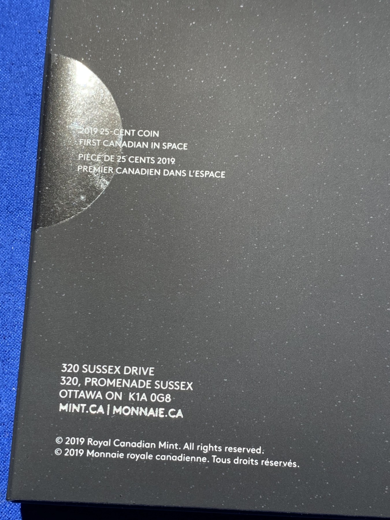 《竞宝斋》第235场-周日，周一，周二，周三 疯狂4连拍 (全场包邮) 加拿大 2019 25分三色金属纪念币 55MM大规格 纪念加拿大太空第一人。 Ebay普遍500多的成交价