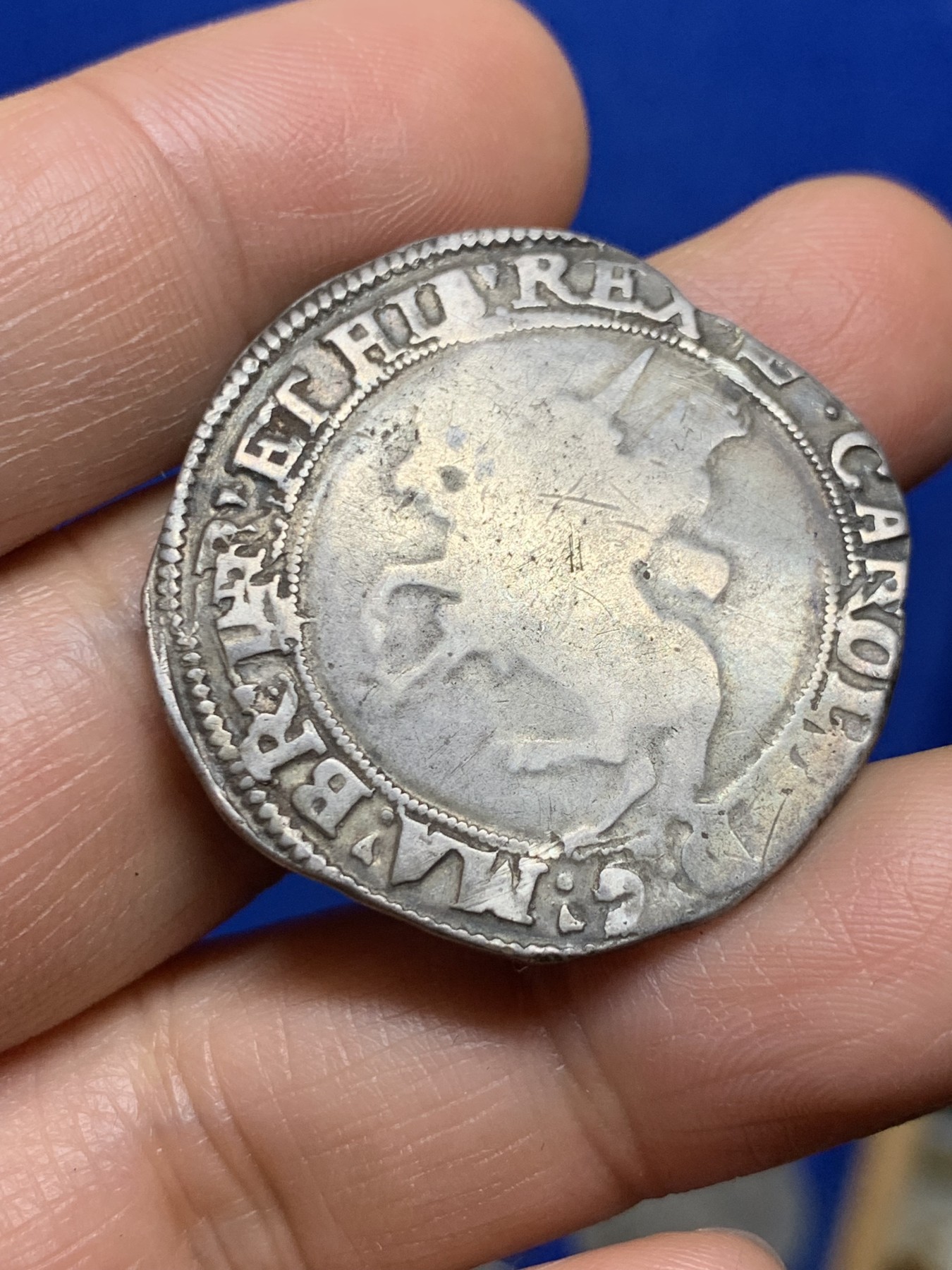 《竞宝斋》第235场-周日，周一，周二，周三 疯狂4连拍 (全场包邮) 英国查理一世半克朗银币 原味老包浆 中世纪打制币