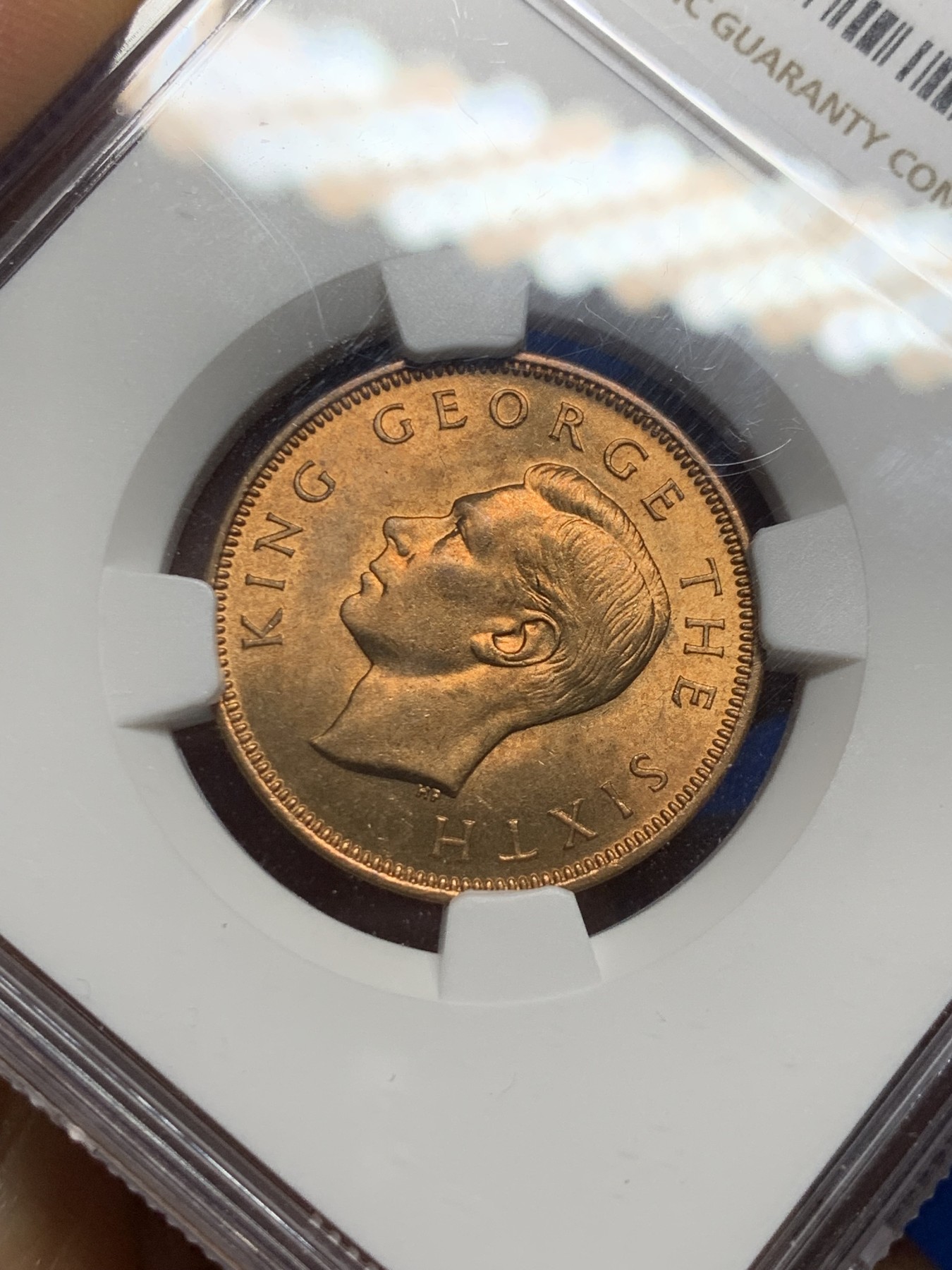 《竞宝斋》第235场-周日，周一，周二，周三 疯狂4连拍 (全场包邮) NGC MS65RD 新西兰1952年乔治六世皇帝统治最后一年，原铜光RD品质