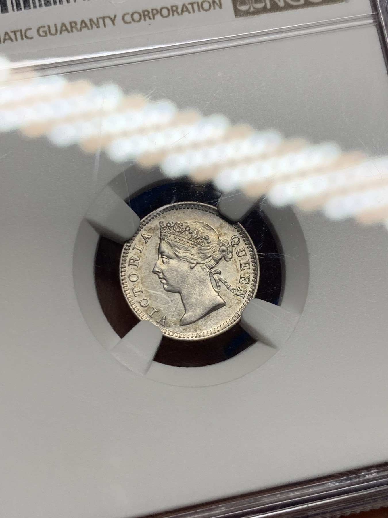 《竞宝斋》第235场-周日，周一，周二，周三 疯狂4连拍 (全场包邮) NGC UNC 原光香港1899年维多利亚五仙银币，严评好状态