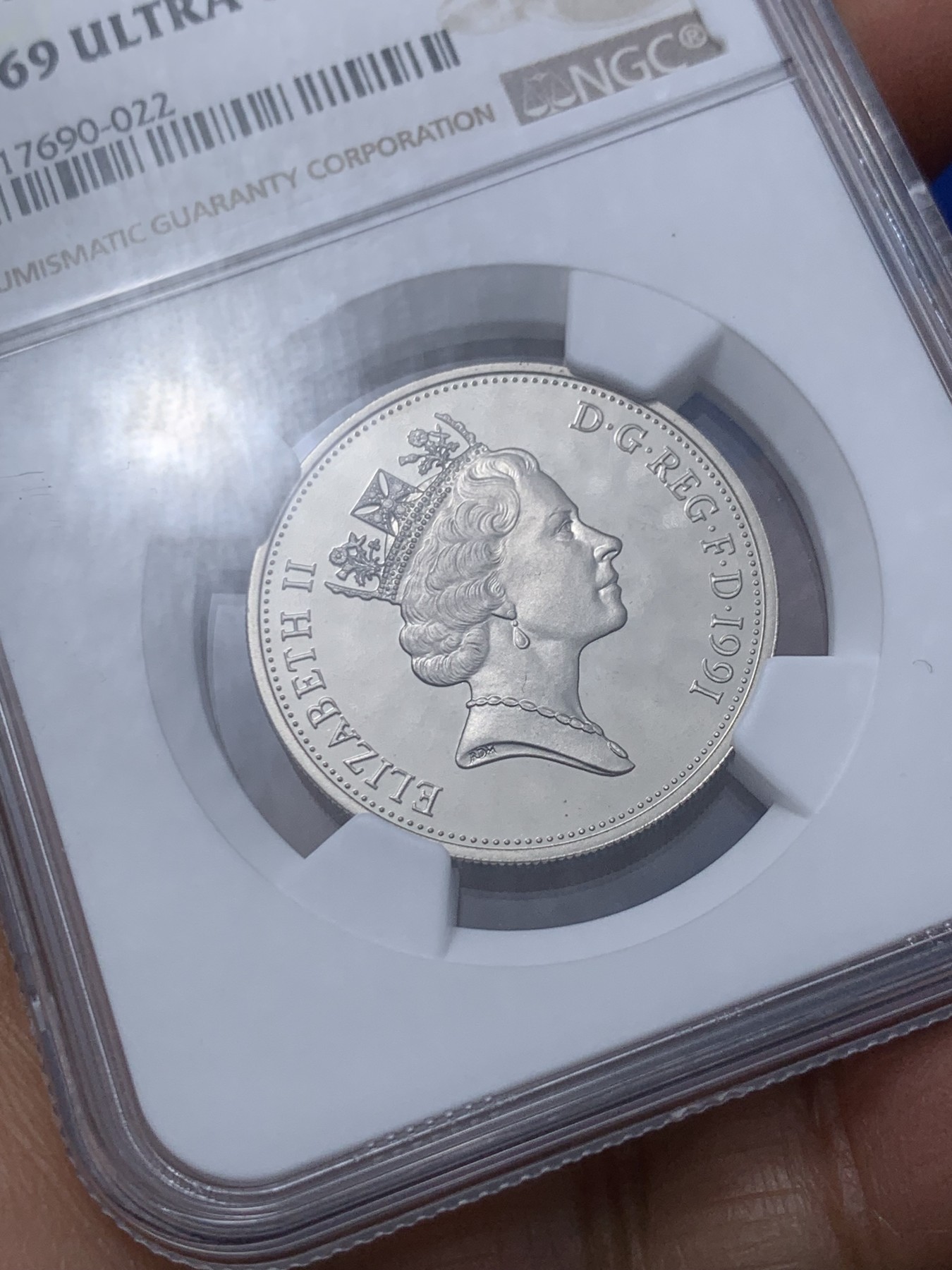 《竞宝斋》第235场-周日，周一，周二，周三 疯狂4连拍 (全场包邮) NGC PF69UC 英国1991年中年女王头像10便士 最美中年女王头像 币面近乎完美