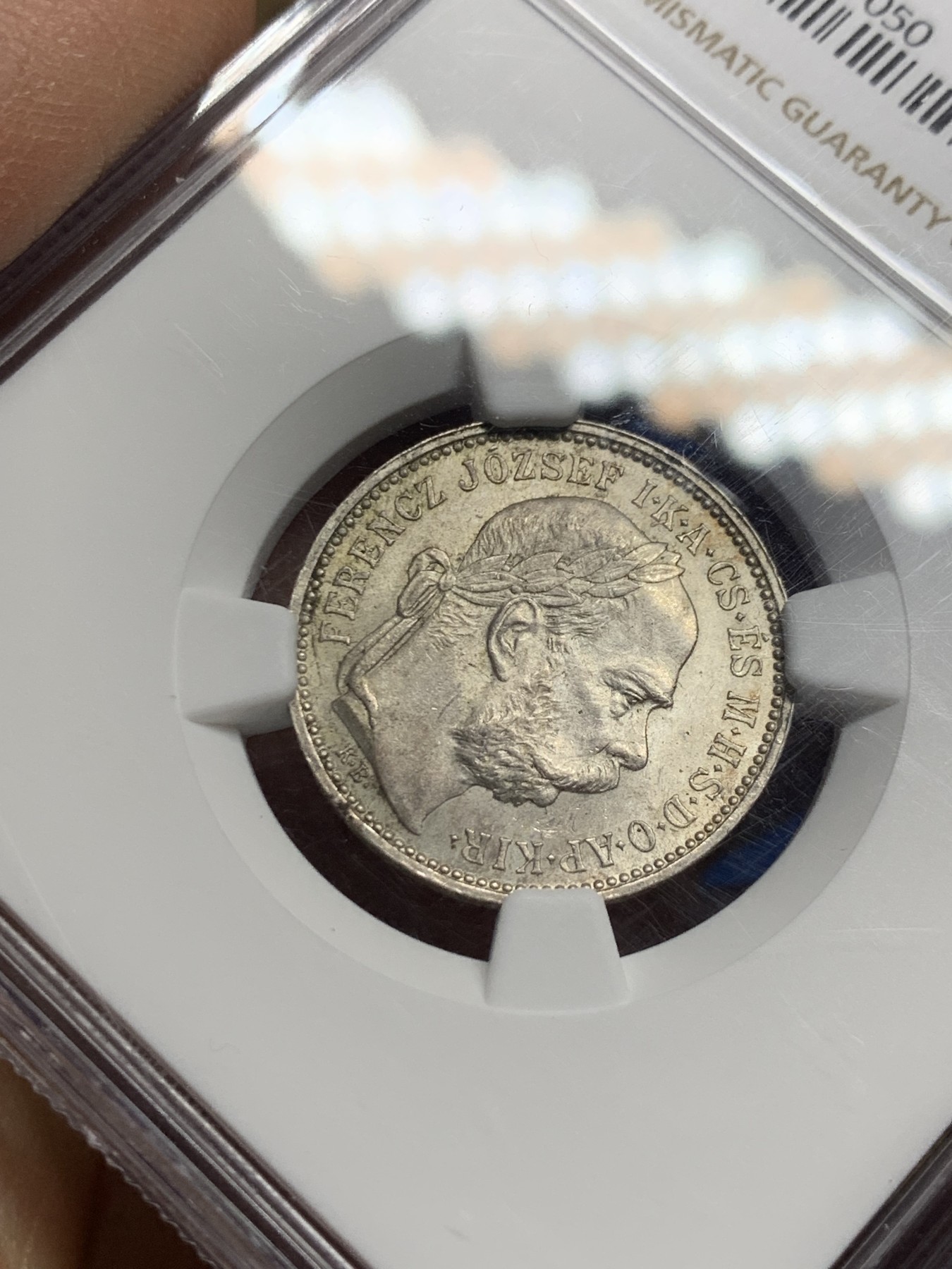 《竞宝斋》第235场-周日，周一，周二，周三 疯狂4连拍 (全场包邮) NGC-MS64 奥匈帝国 1895年 匈牙利1科罗娜银币，18XX年的非常少见