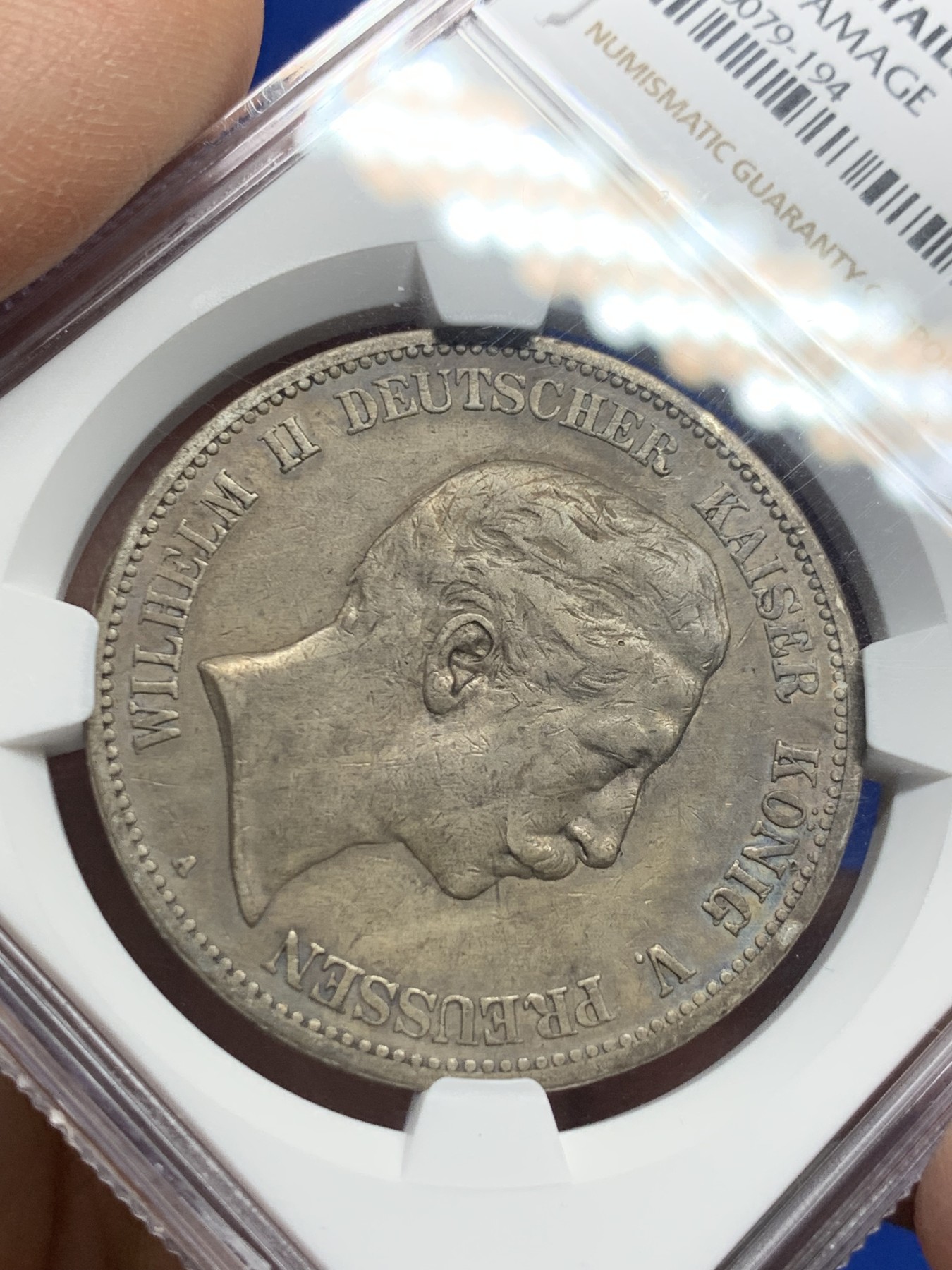 《竞宝斋》第235场-周日，周一，周二，周三 疯狂4连拍 (全场包邮) NGC-UNC 德国普鲁士 1895年 5马克 威廉二世长翅鹰A版 银币