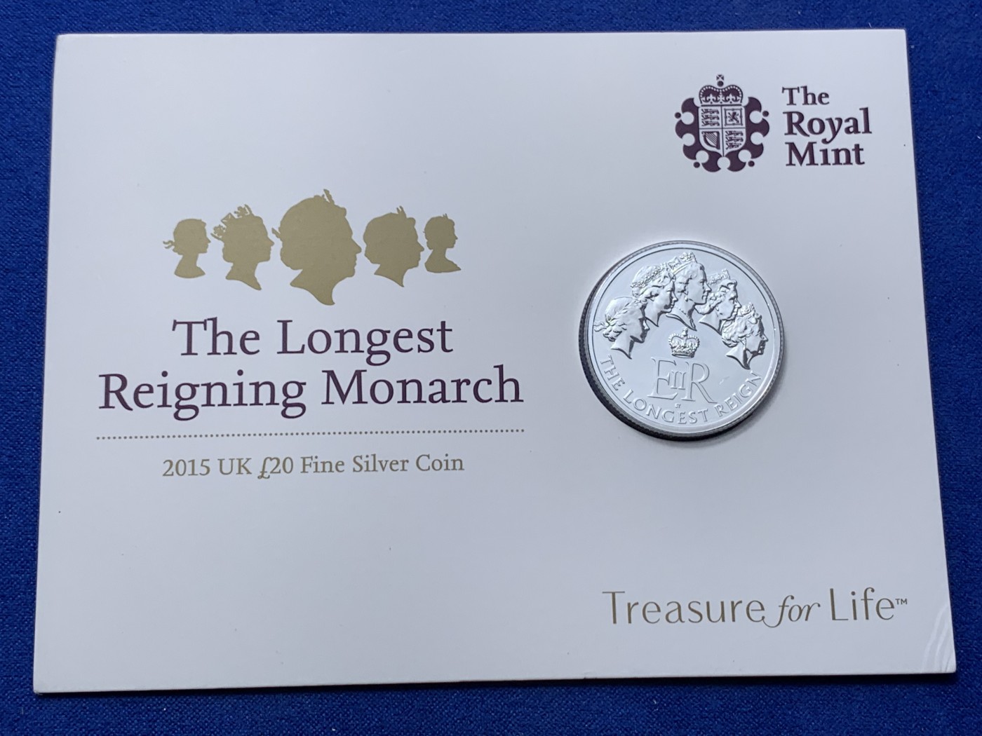 《竞宝斋》第235场-周日，周一，周二，周三 疯狂4连拍 (全场包邮) 英国 2015年 20英镑 伊丽莎白二世在位时间最长君主纪念 银币