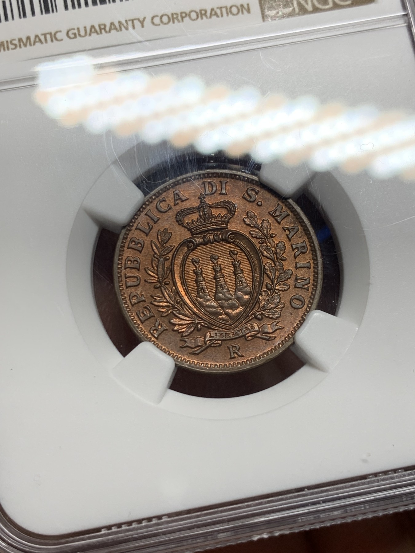 《竞宝斋》第235场-周日，周一，周二，周三 疯狂4连拍 (全场包邮) NGC MS64BN 圣马力诺1938年10分铜币