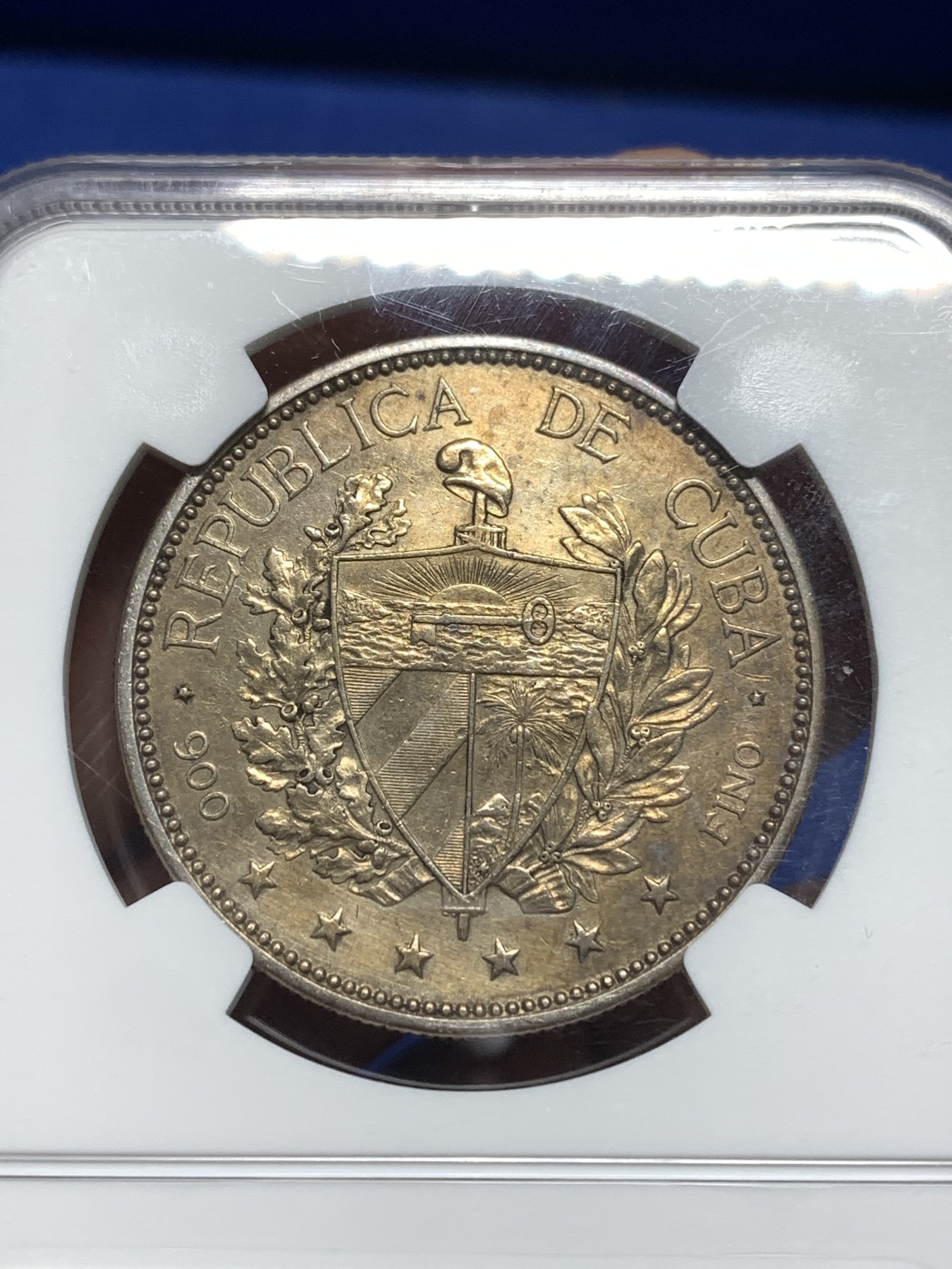 《竞宝斋》第235场-周日，周一，周二，周三 疯狂4连拍 (全场包邮) NGC-AU Details  古巴名誉名自由女神 1897年 1比索银币 星下位。