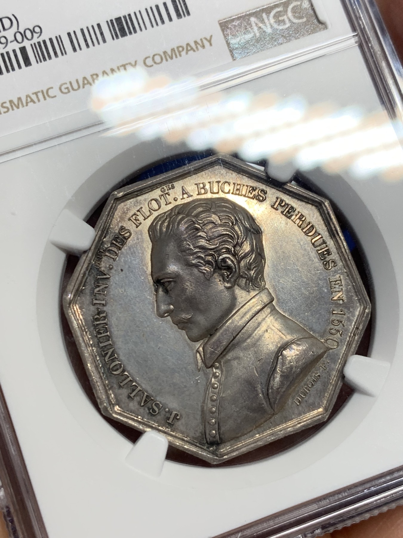 《竞宝斋》第237场- 周日，周一，周二，周日 疯狂4连拍 (全场包邮) NGC-MS62 法国八角银质代币，巴黎木材运输贸易公司