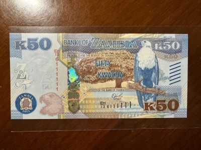 ❄️🍂甜小邱世界纸币收藏🍂第102期🐇❄️ - 大象号111111 全新UNC 赞比亚50克瓦查 大象号 无3457
