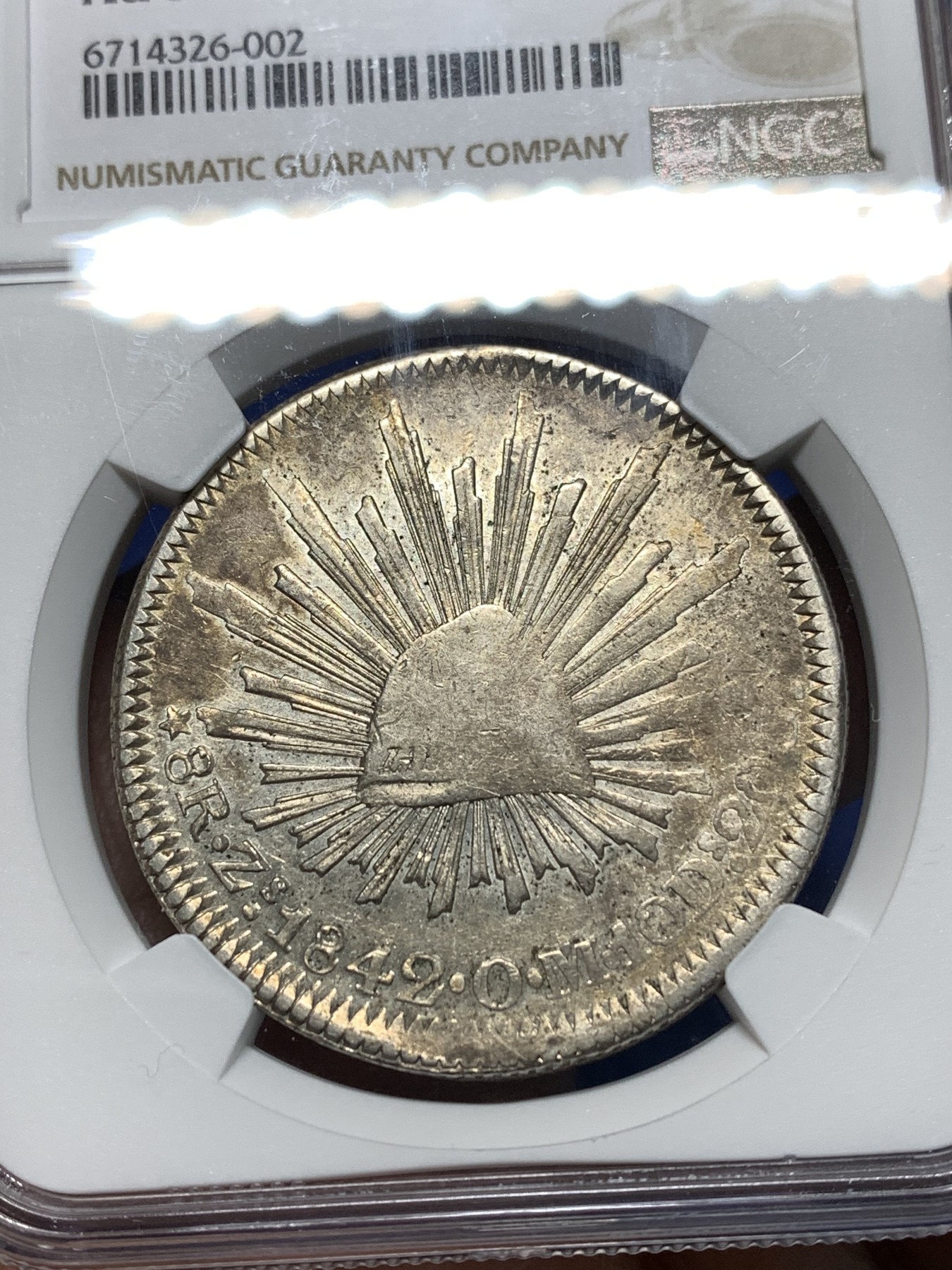 《竞宝斋》第235场-周日，周一，周二，周三 疯狂4连拍 (全场包邮) NGC-AU50 墨西哥1842年Zs厂8r鹰洋 1843版鹰型